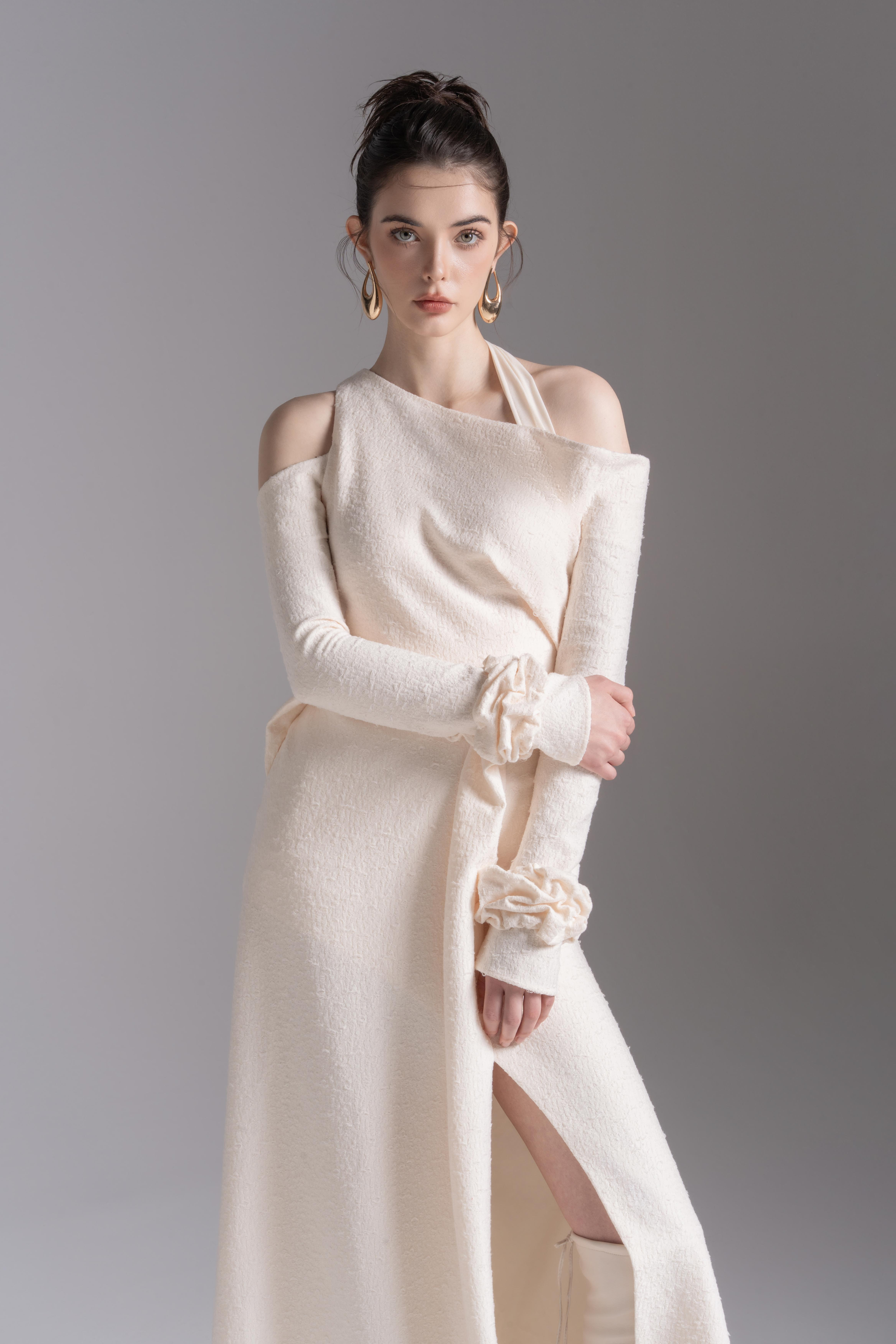 Aura Draped Midi in Cream