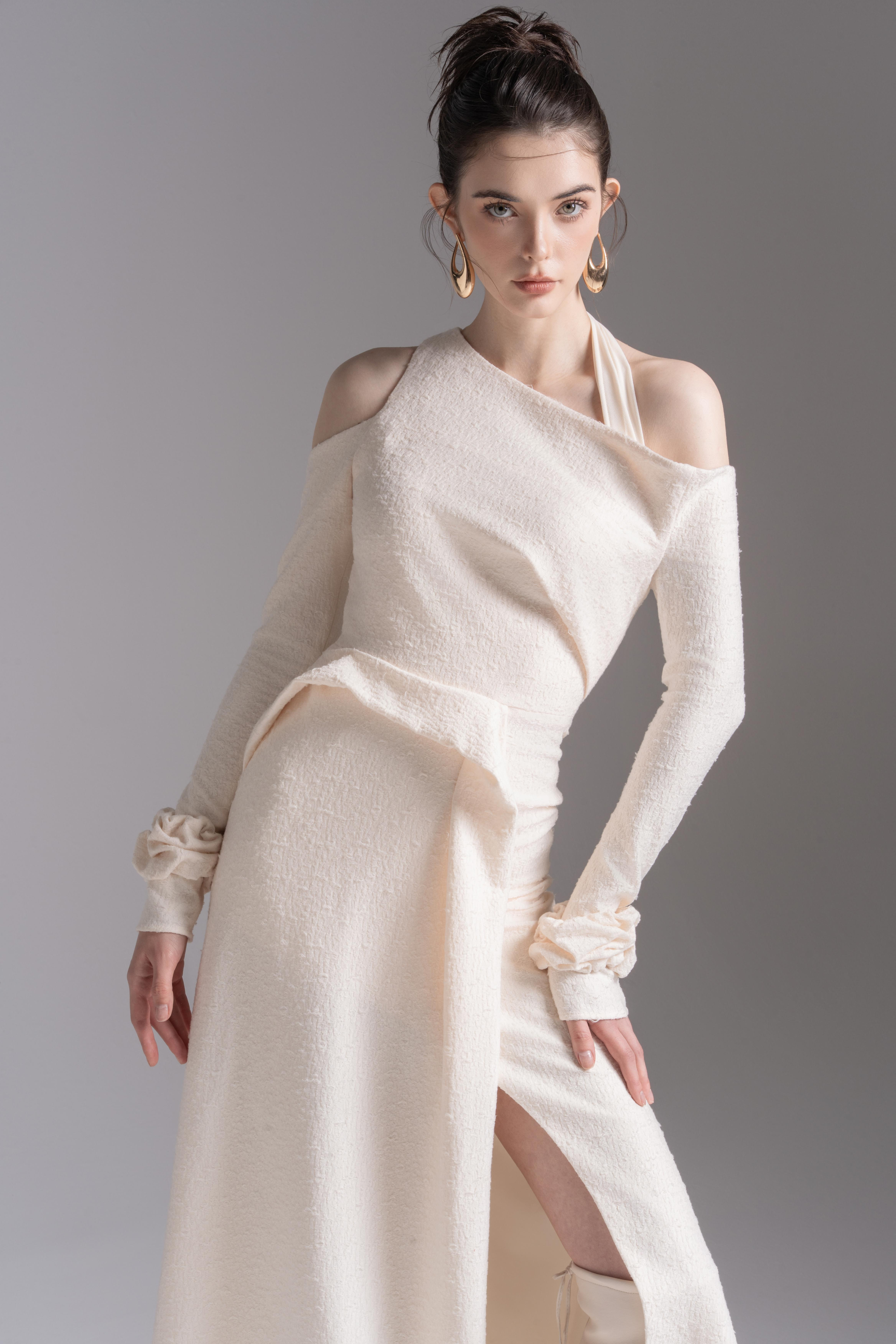 Aura Draped Midi in Cream