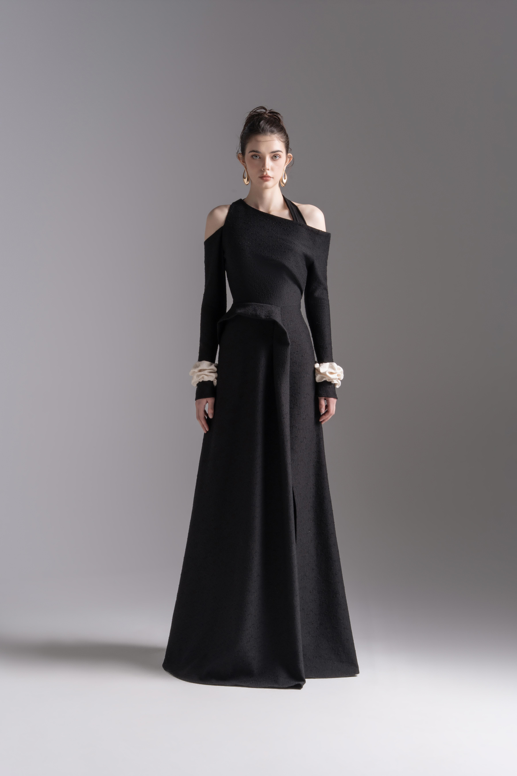 Aura Draped Midi in Black