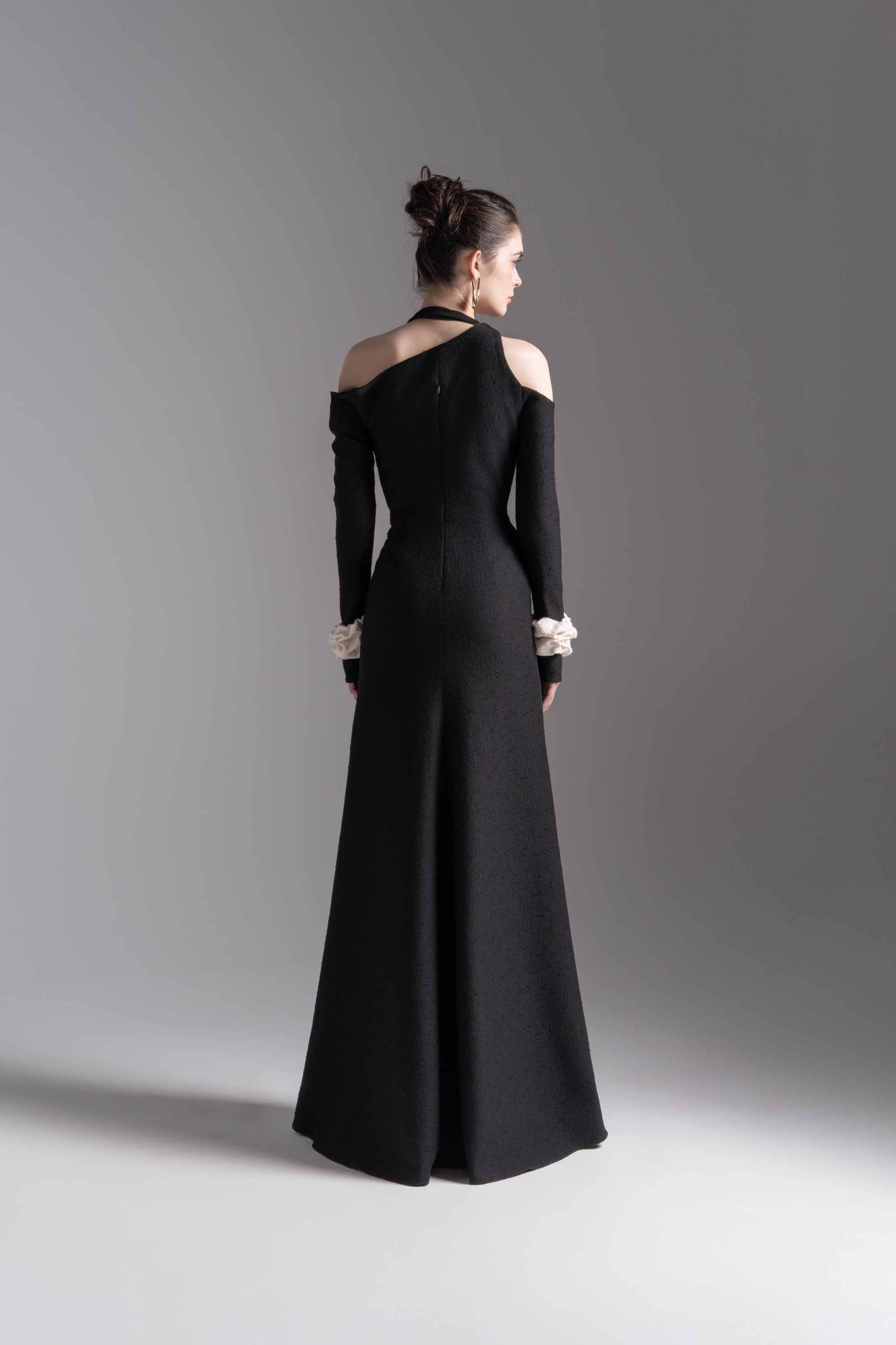 Aura Draped Midi in Black