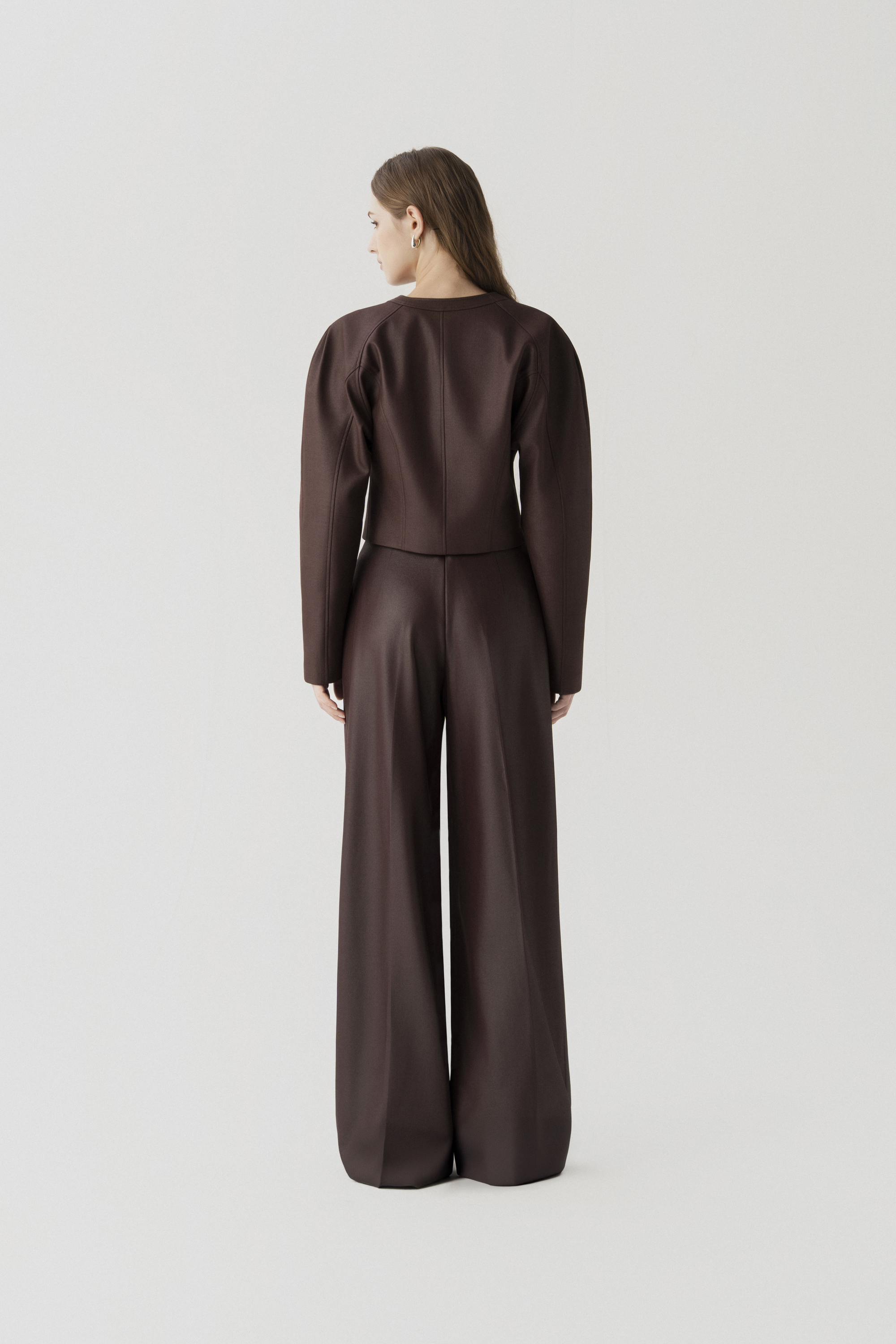Solstice Cropped Jacket & Bordeaux Flow Trousers in Chicory Coffee