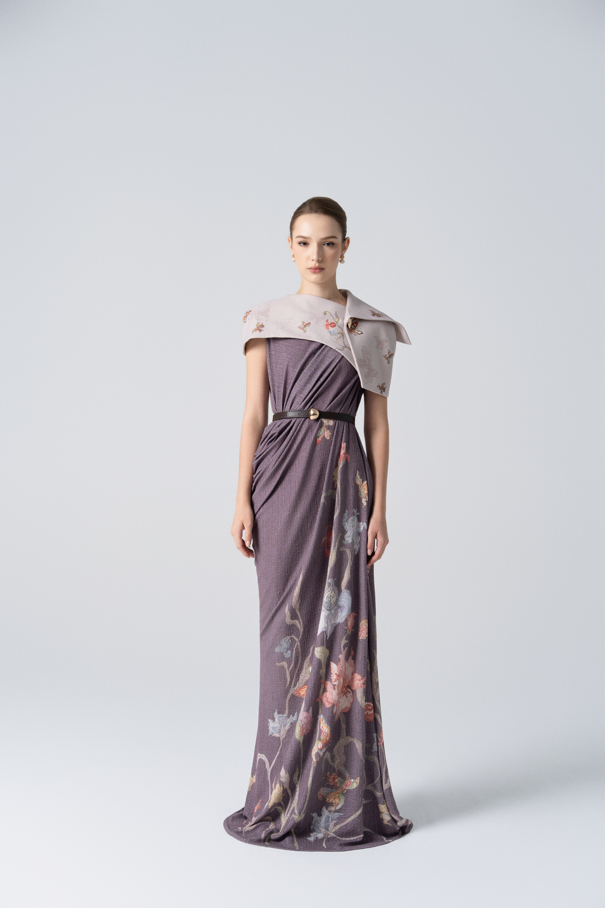 Golden Hour Midi Dress in Lilac Marble