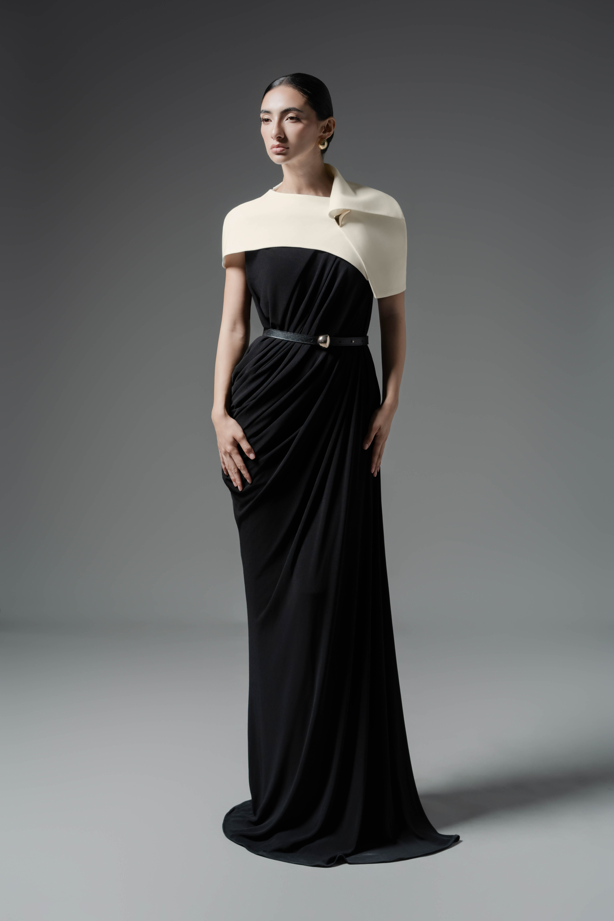 black midi cape dress Dune Cape Dress