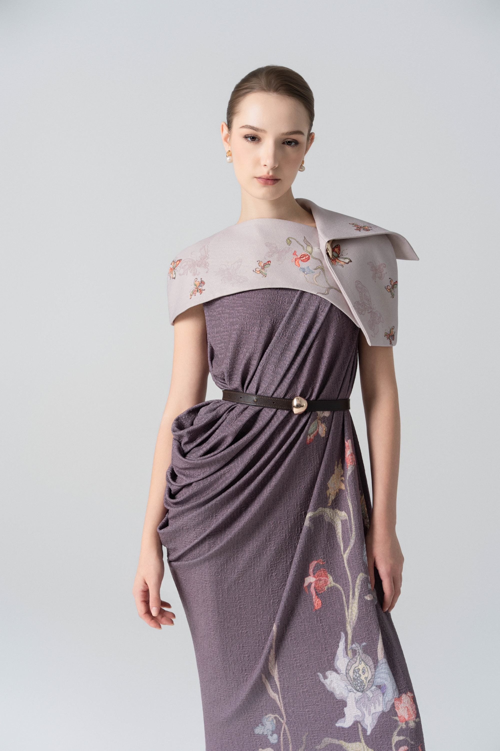 Golden Hour Midi Dress in Lilac Marble