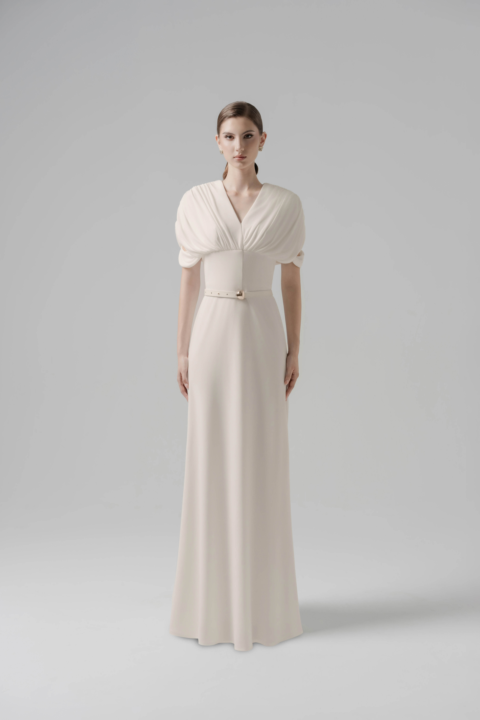 Echo Drape Dress - Cream Mermaid Midi with V-Neck XXS - US 0 / Cream Echo Drape Dress - Cream Mermaid Midi with V-Neck XXS - US 0 / Cream