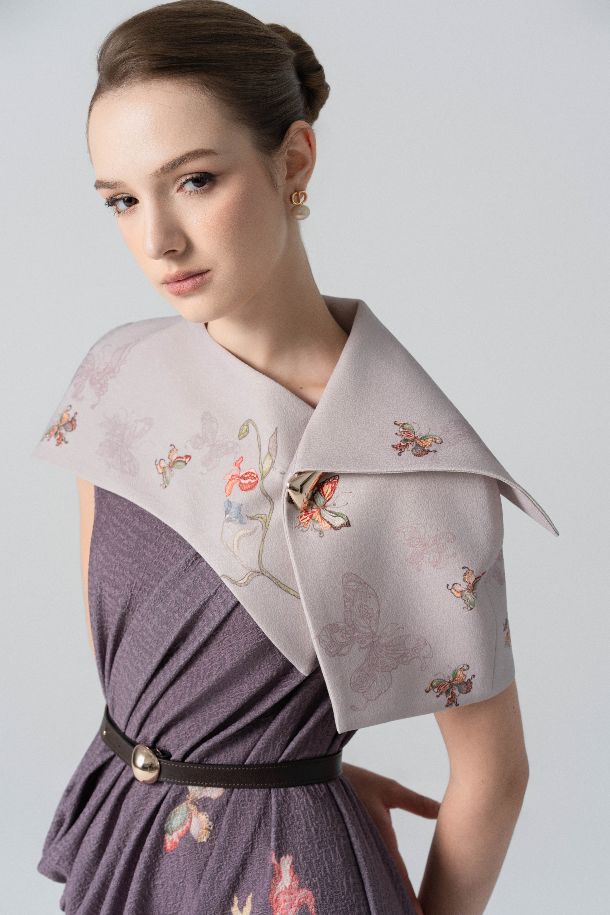 Golden Hour Midi Dress in Lilac Marble