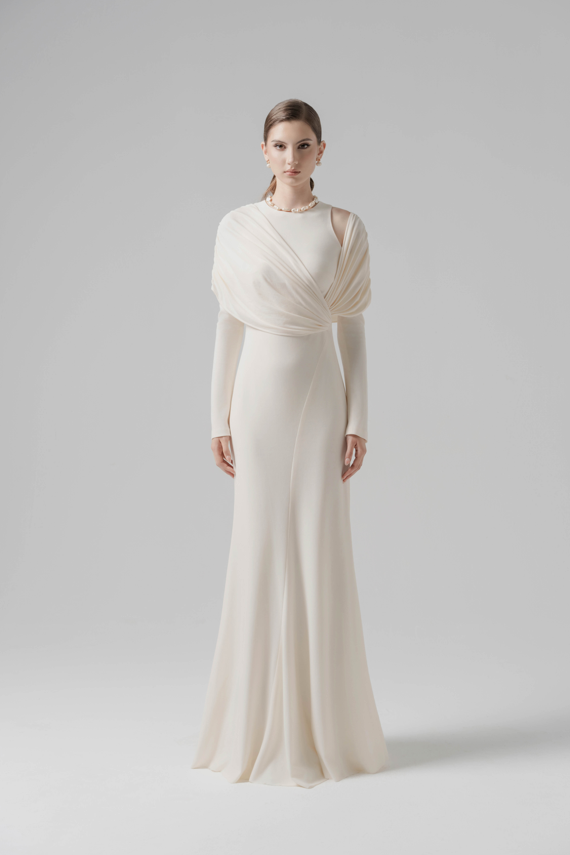 Cream Bias-cut Dress