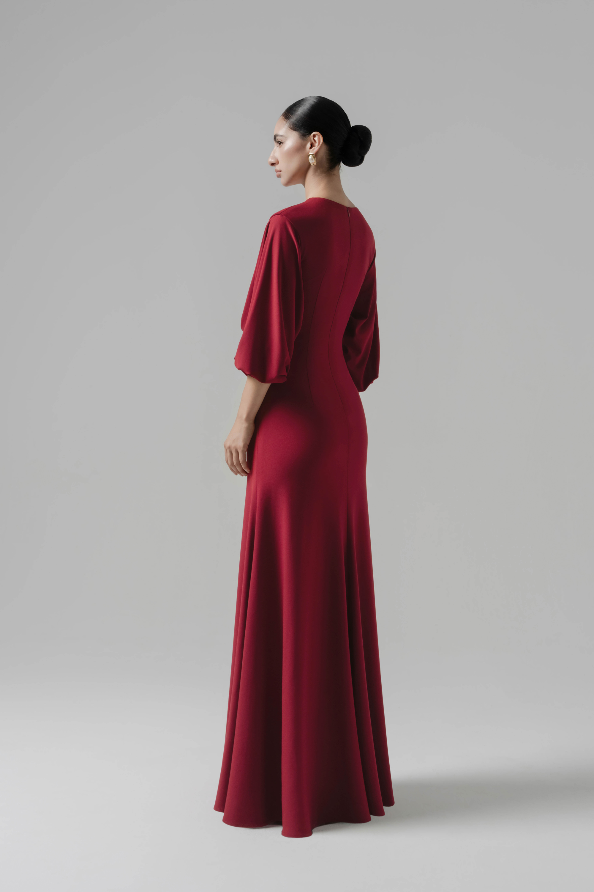 Hush Form Midi Dress in Dark Ruby