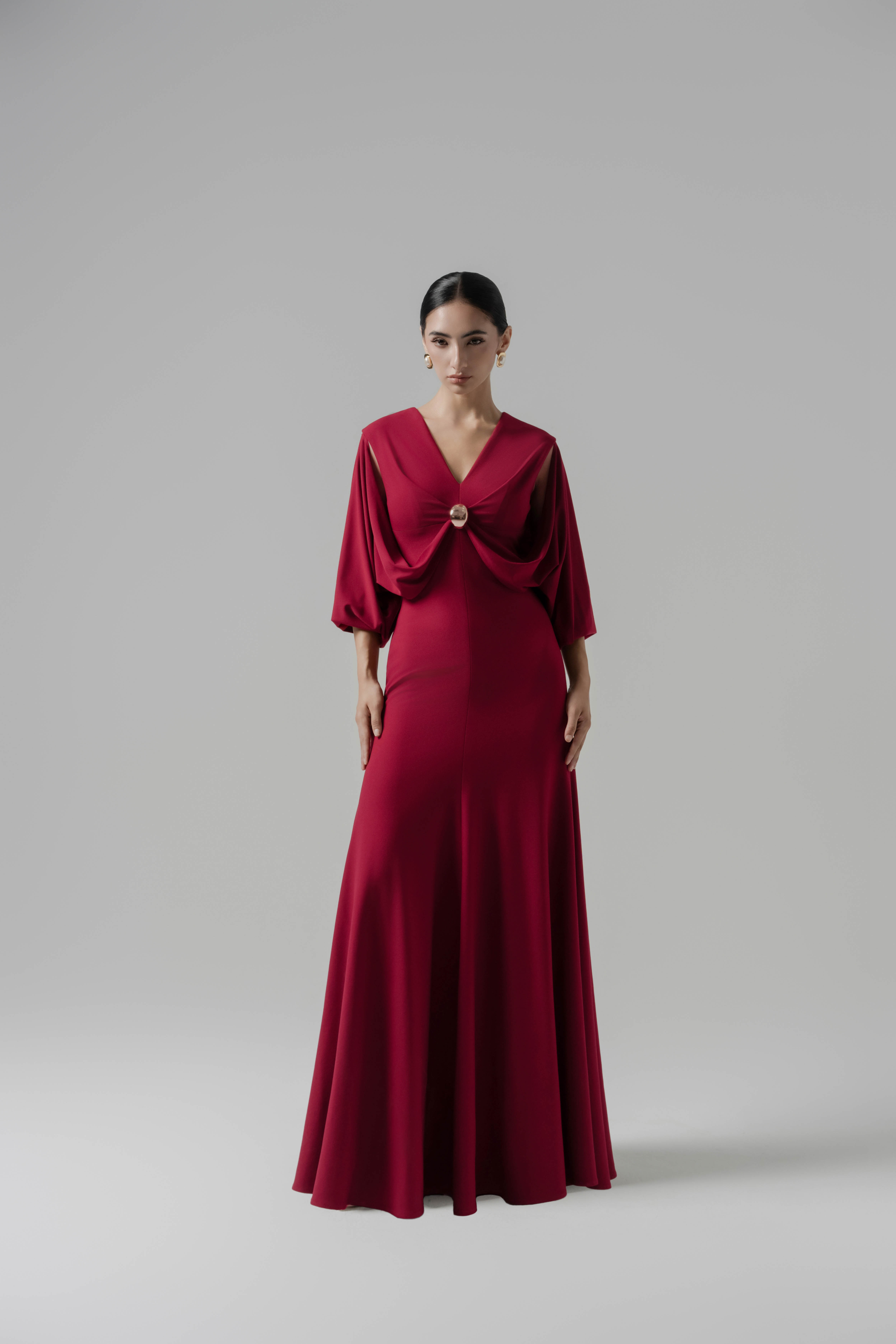 ruby midi dress Red V-Neck Midi Dress with Lace Trim for Vacation