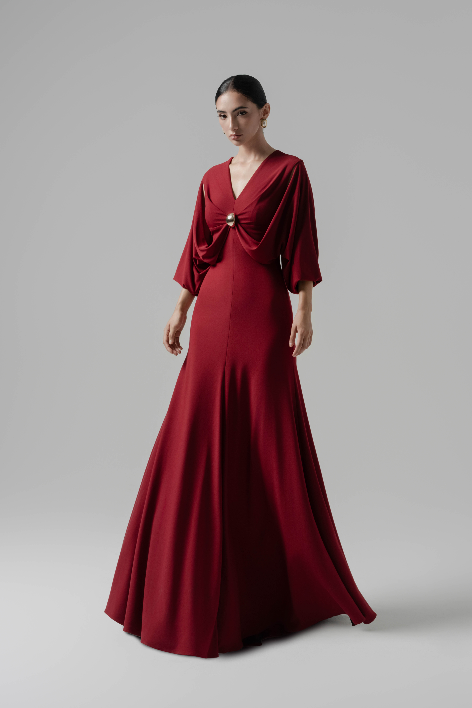 Hush Form Midi Dress in Dark Ruby