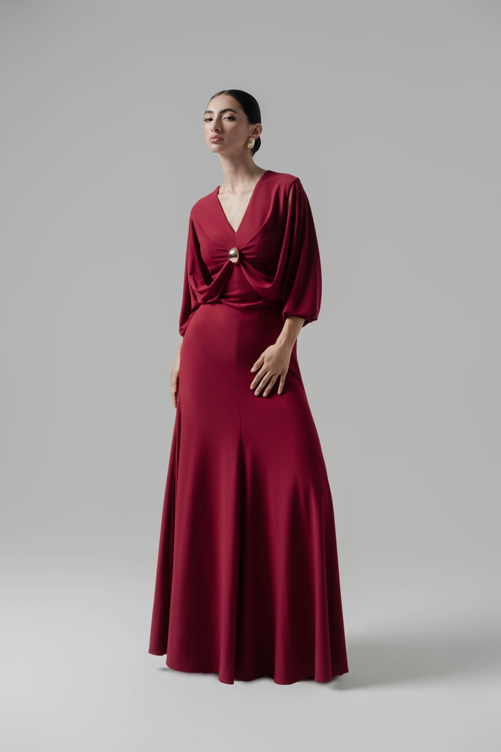 Hush Form Midi Dress in Dark Ruby