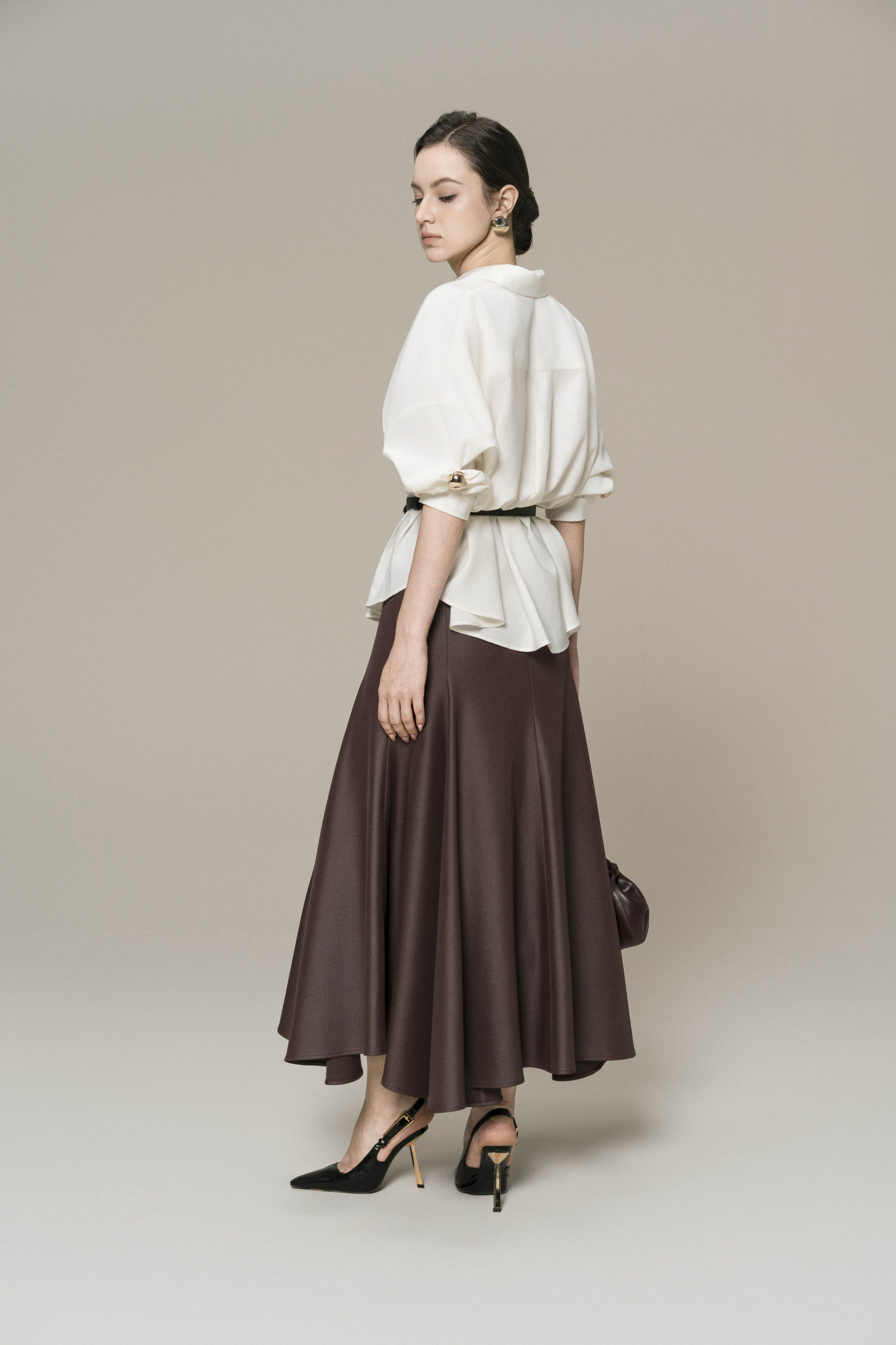 Plain Linen Top & Halo Fishtail Skirt in Chicory Coffee