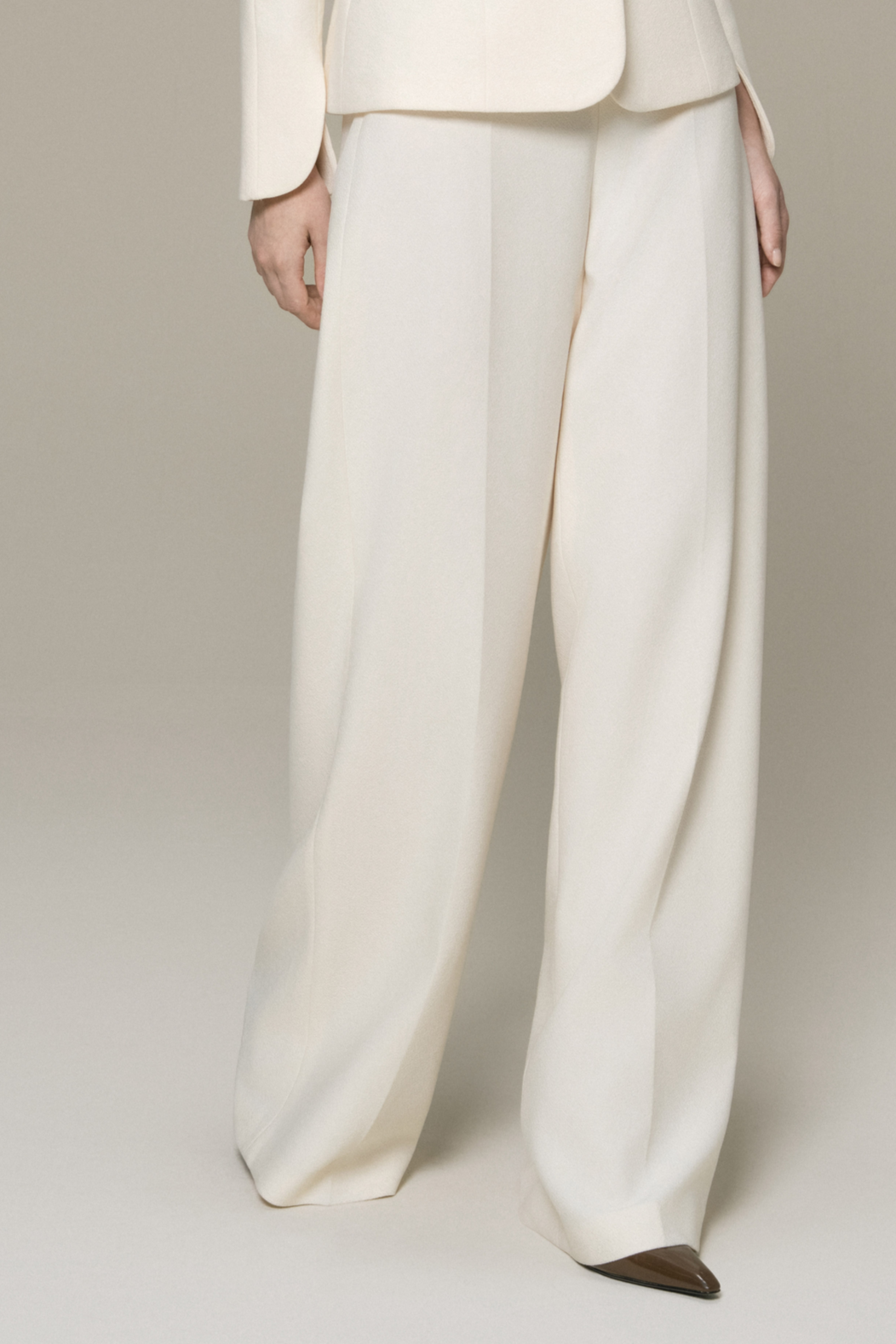 Cream Wide Leg Trousers