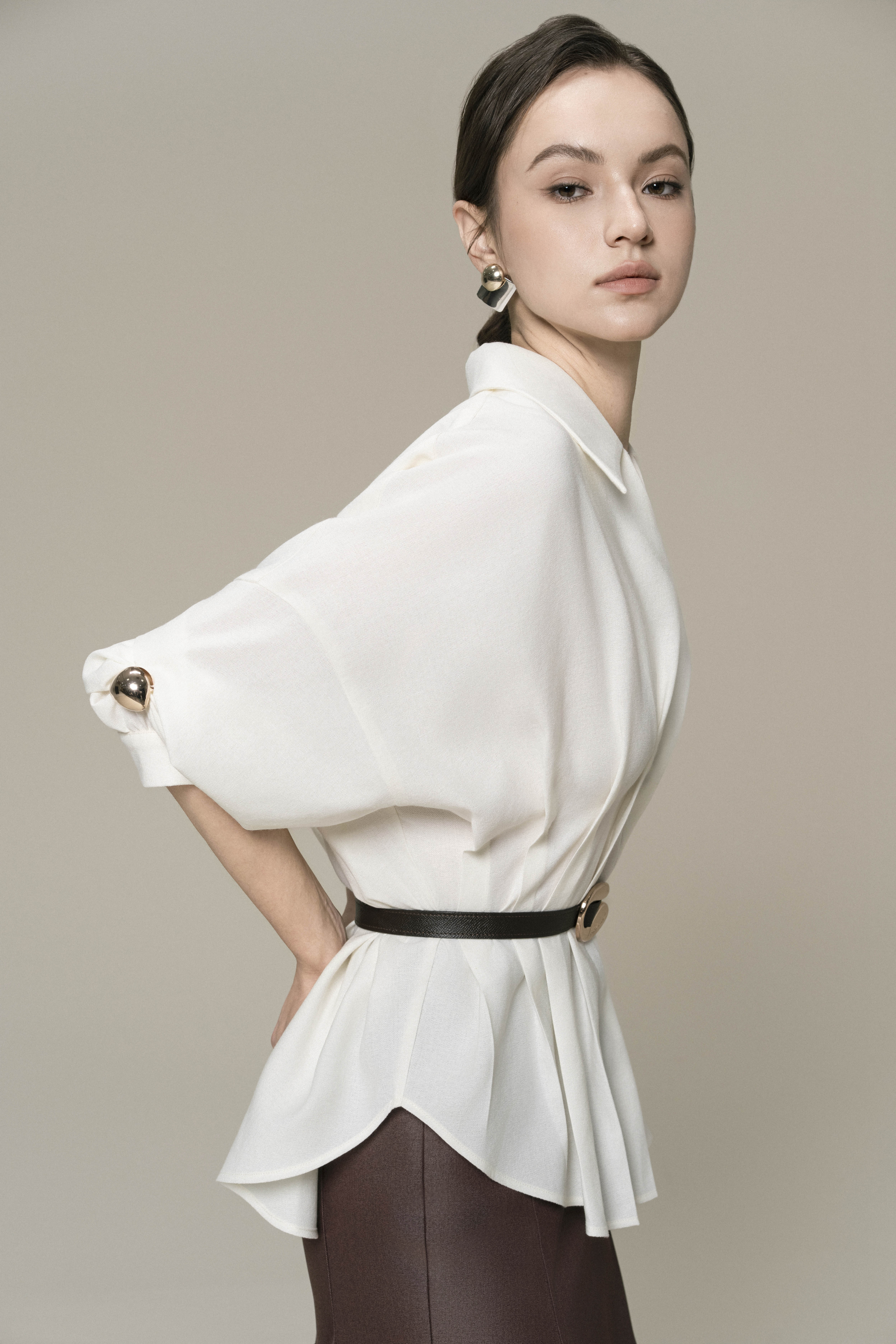 Plain Linen Top & Halo Fishtail Skirt in Chicory Coffee