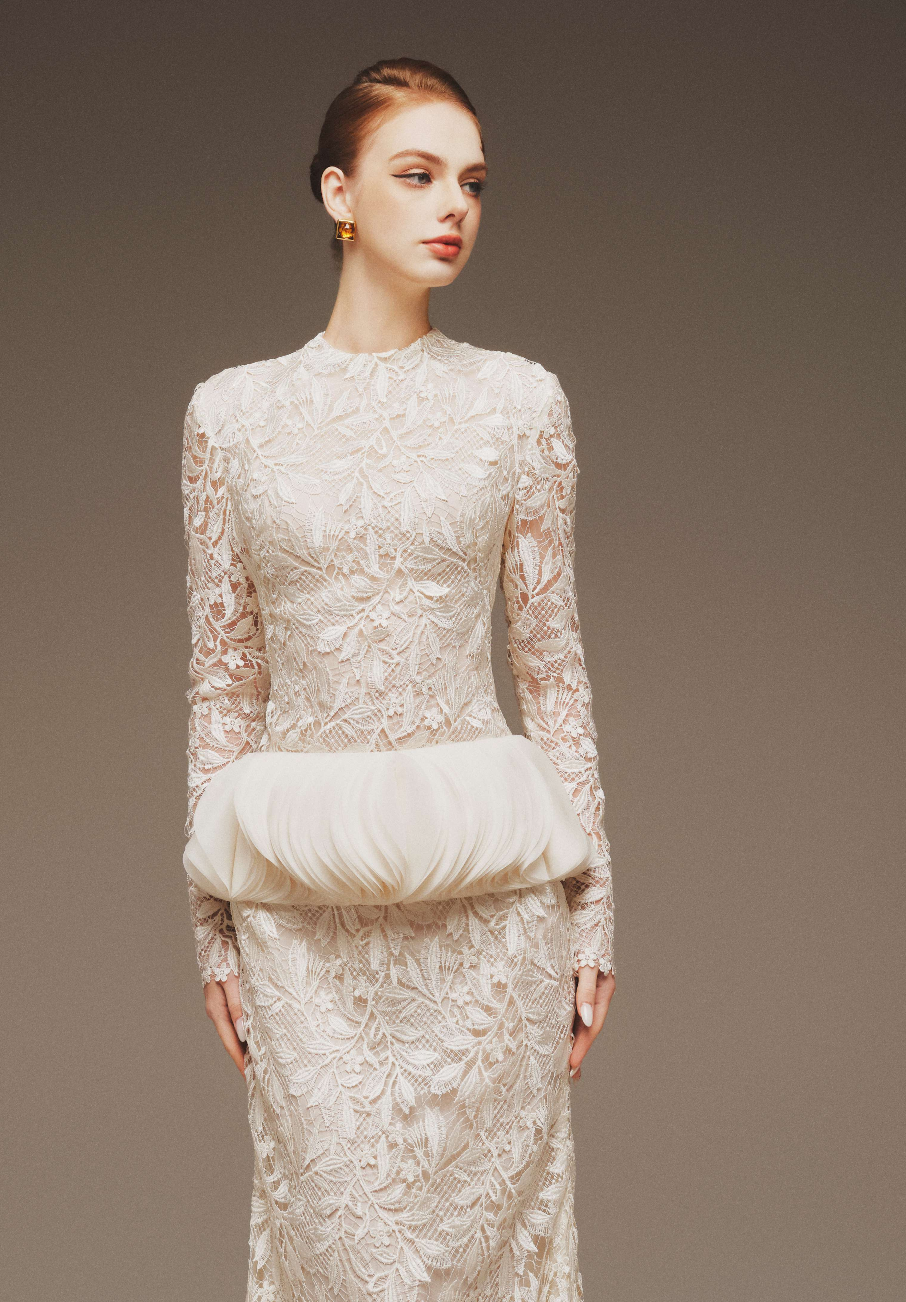 Lace Peplum Gown