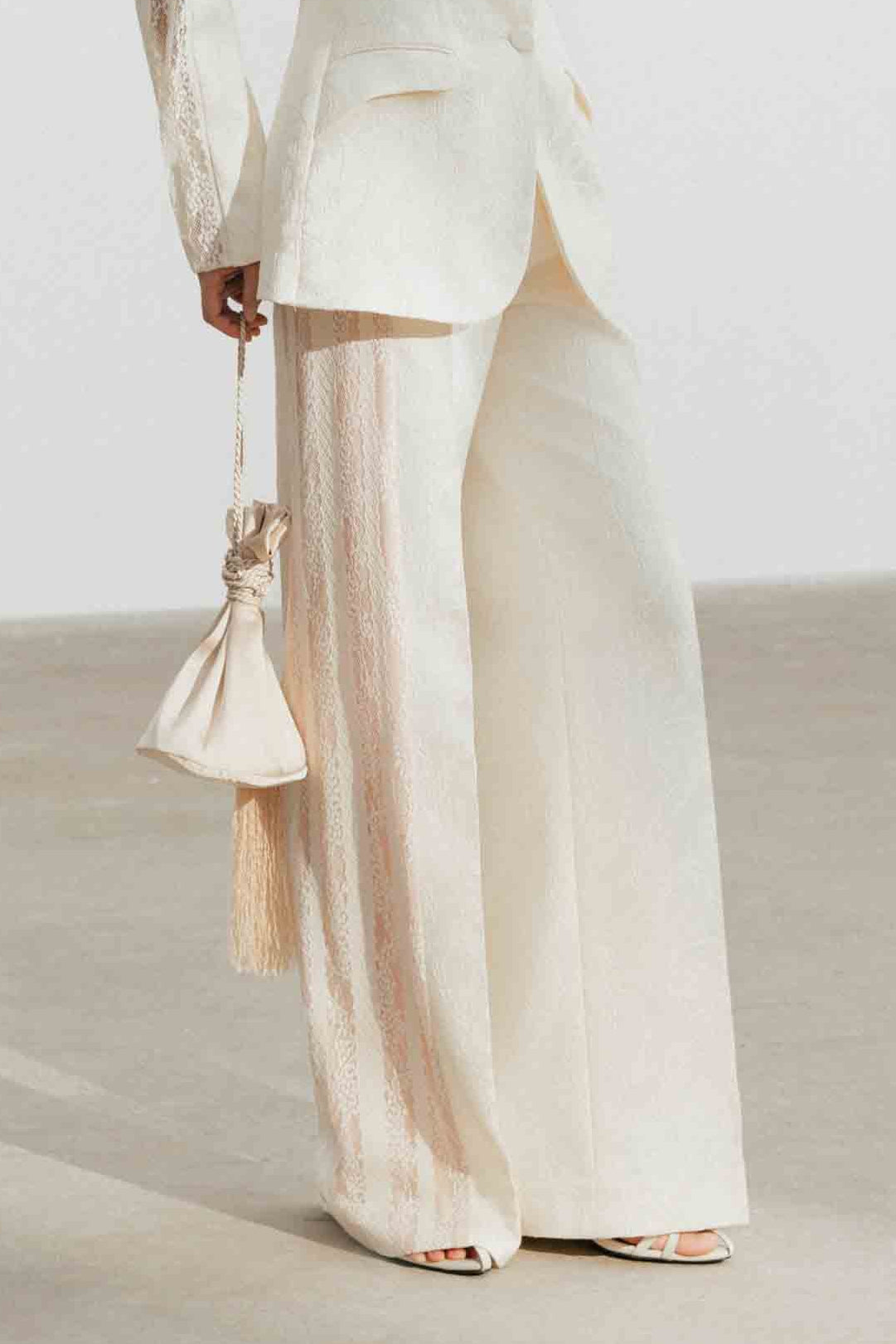 Lace Trim Wide-Leg Pants