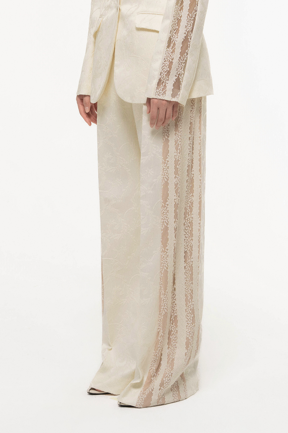 Lace Trim Wide-Leg Pants