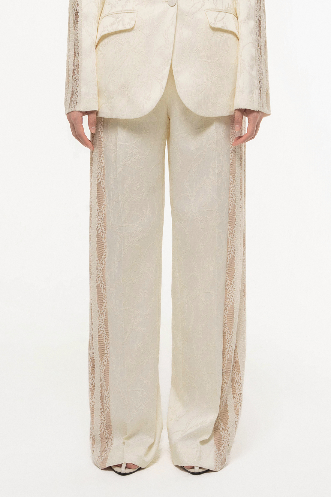 Lace Trim Wide-Leg Pants
