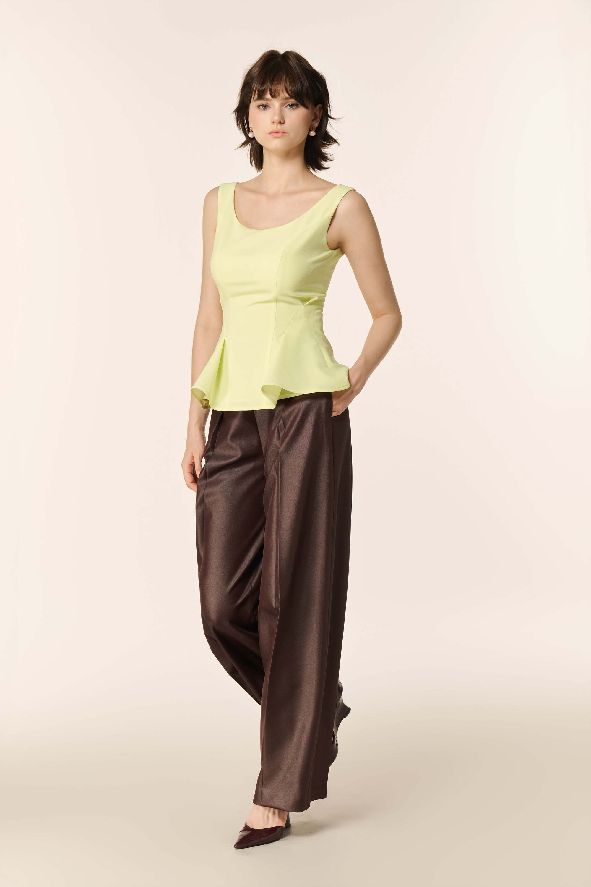 Faux Leather Pants in Coffee