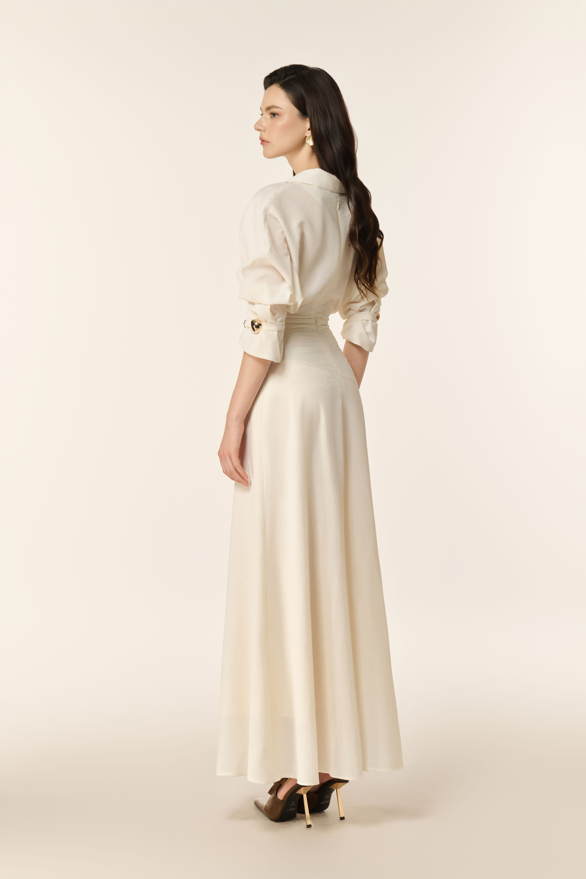 Dewlight Midi Dress in Cream | Cream Midi Gown XXL