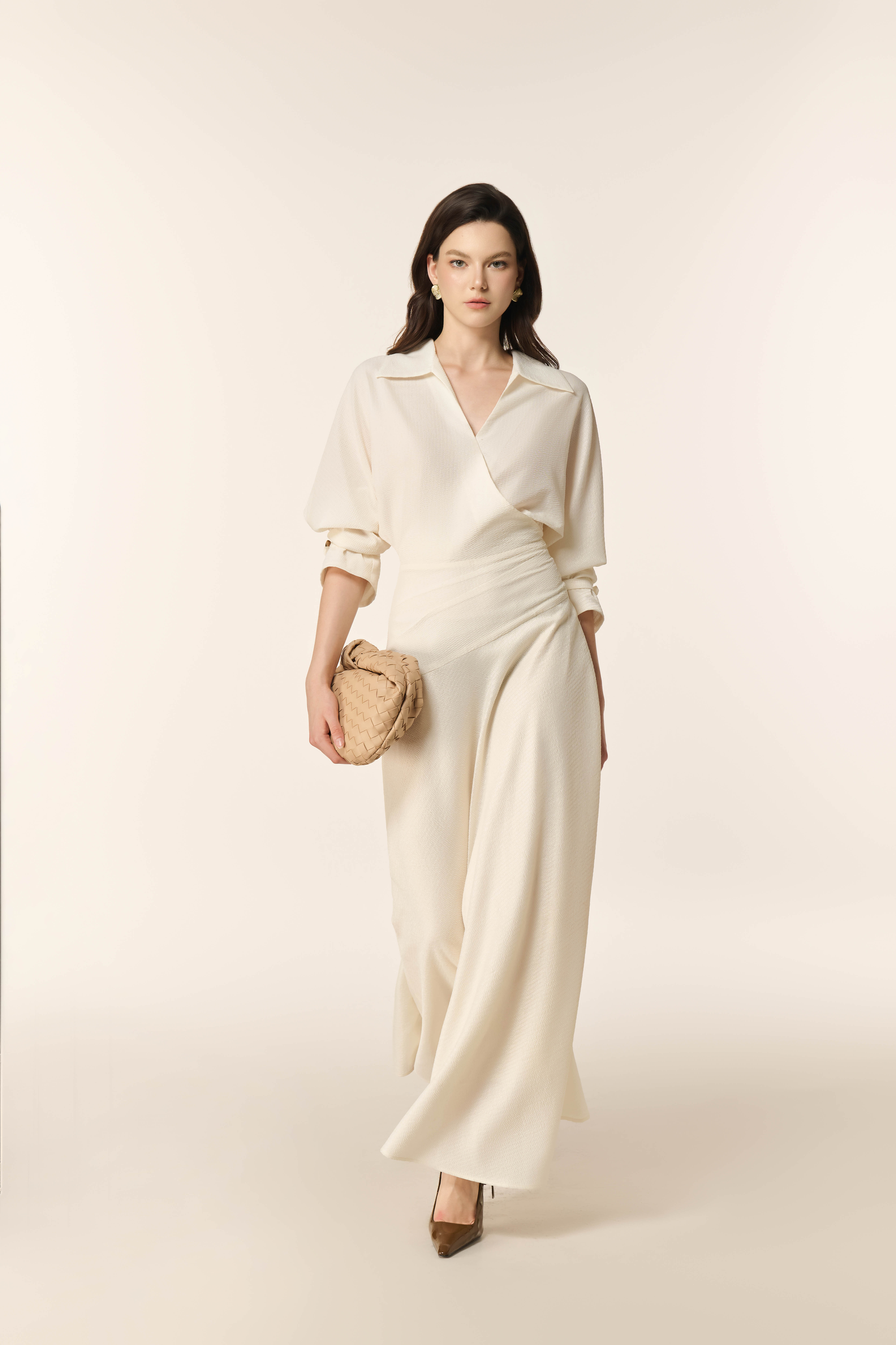 white christmas dresses Elle Cream Knit Zip Midi Dress – JO+CO main image 1