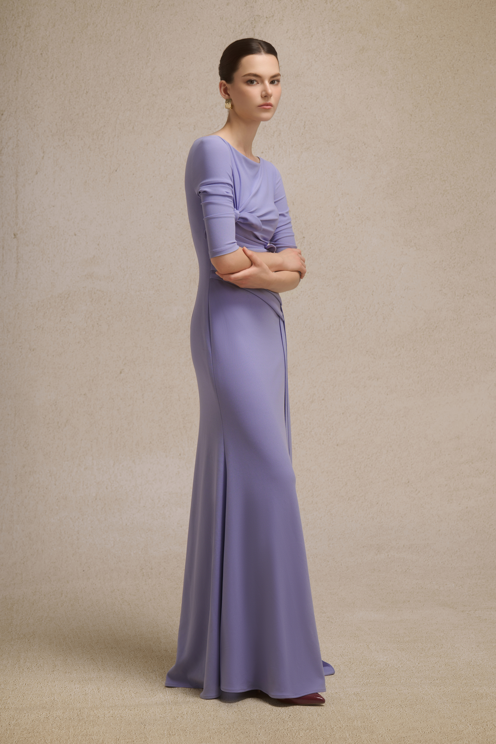 side knot midi dress Marisa Side-Knot Midi Dress Navy/White