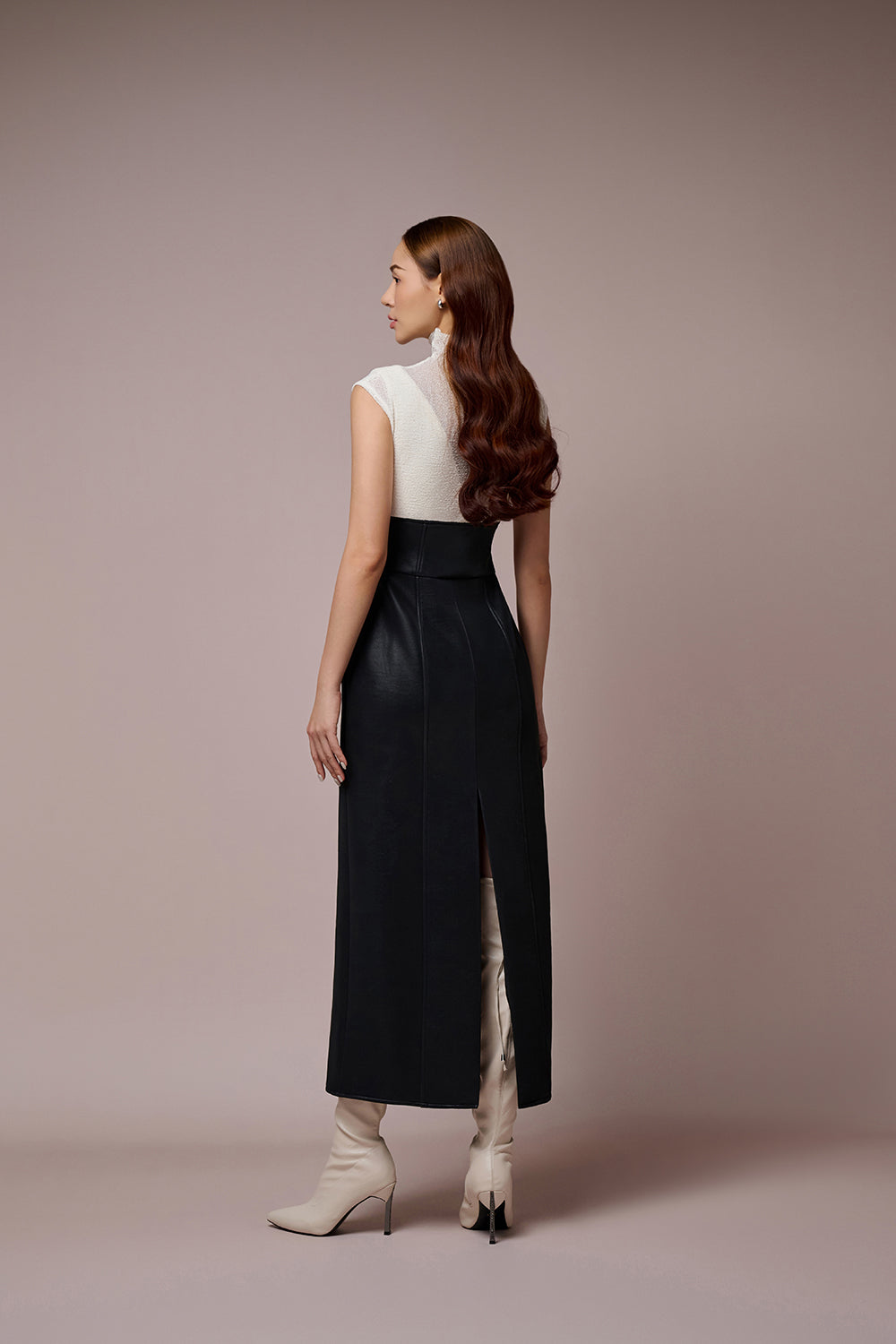 corset pencil dress 642-1 Off-the-shoulder corset midi pencil dress