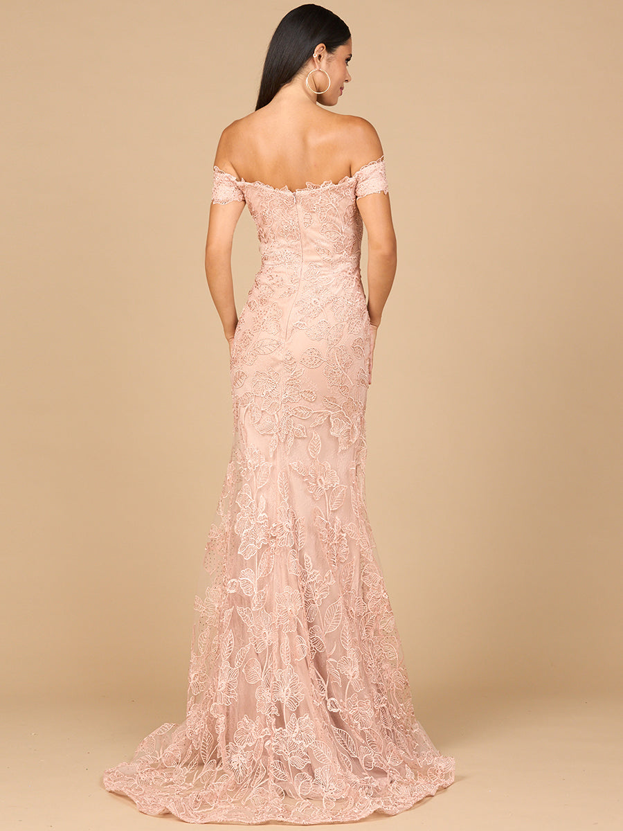 Lara Style 28970 Off-Shoulder Beaded Lace Mermaid Gown
