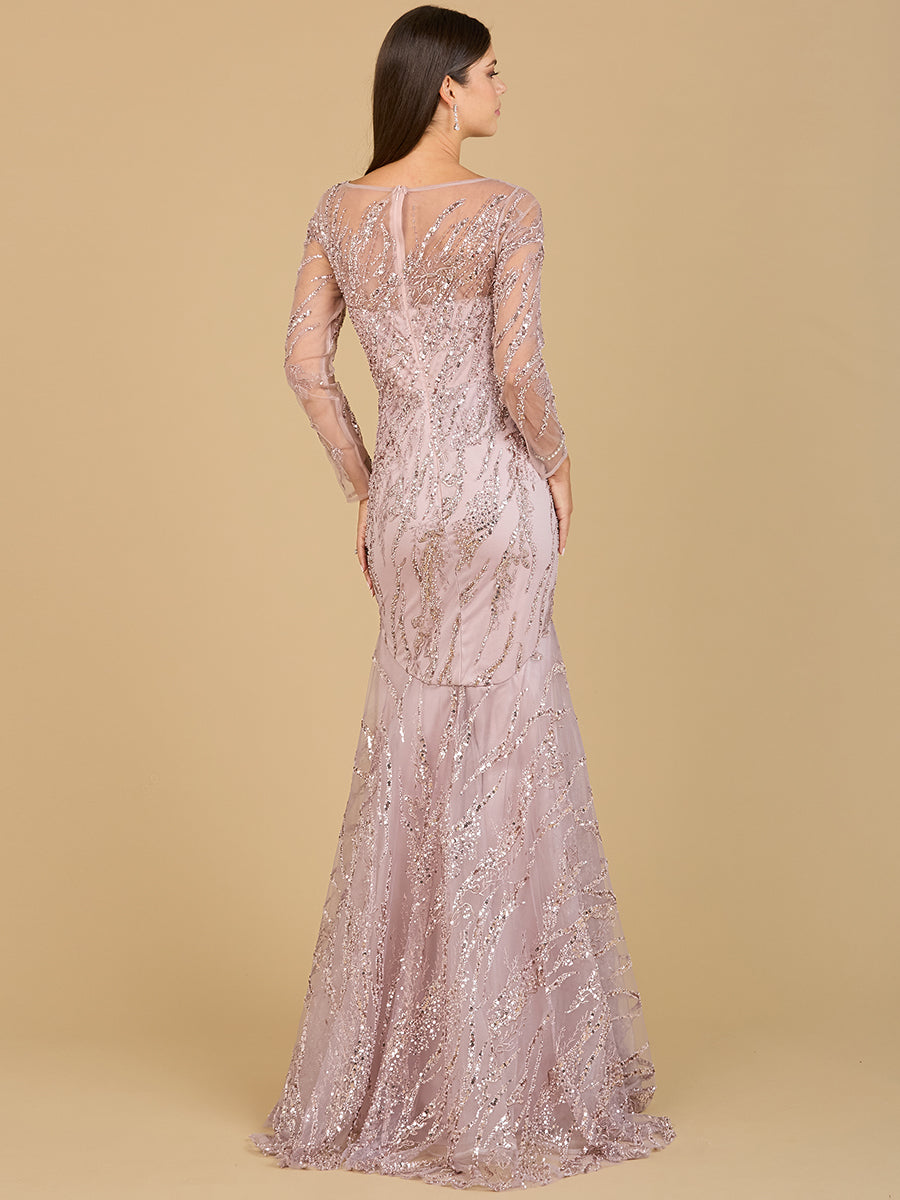 Lara Style 29199 Long Sleeve Illusion Sweetheart Mermaid Gown