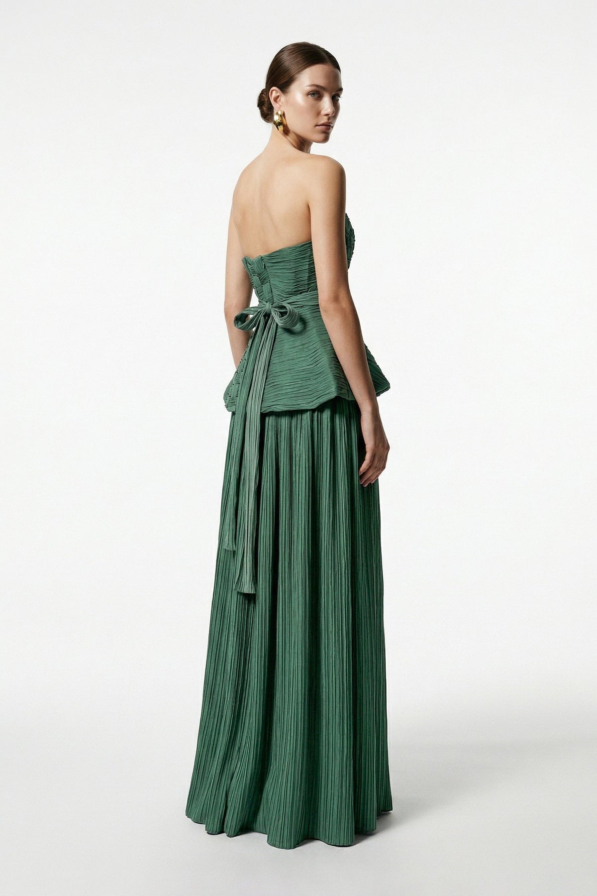Li Beirut B1186 – Strapless Nude Woven Peplum Couture Evening Gown