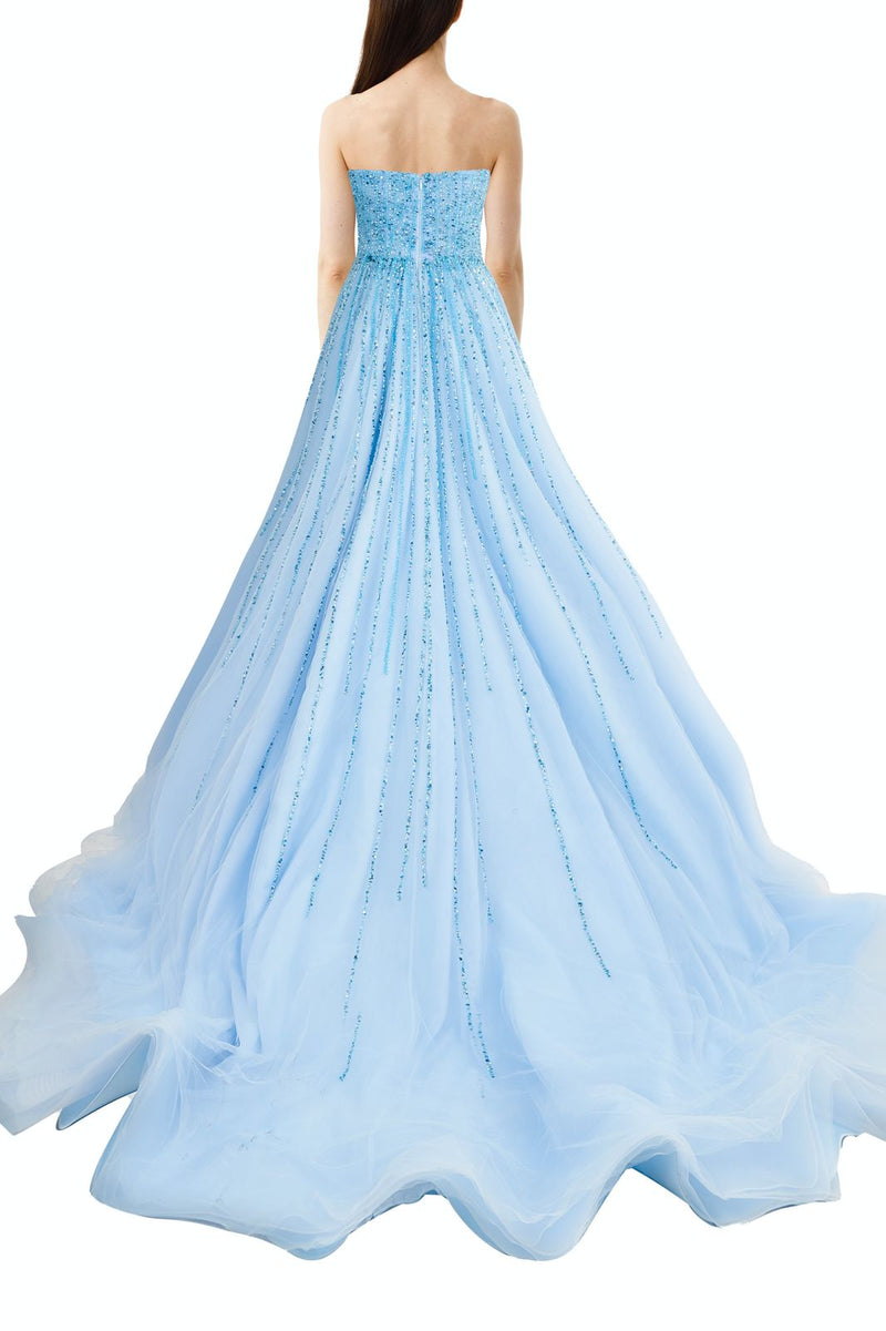 Li Beirut M1000 - Embellished Tulle Ball Gown with Cape Detail