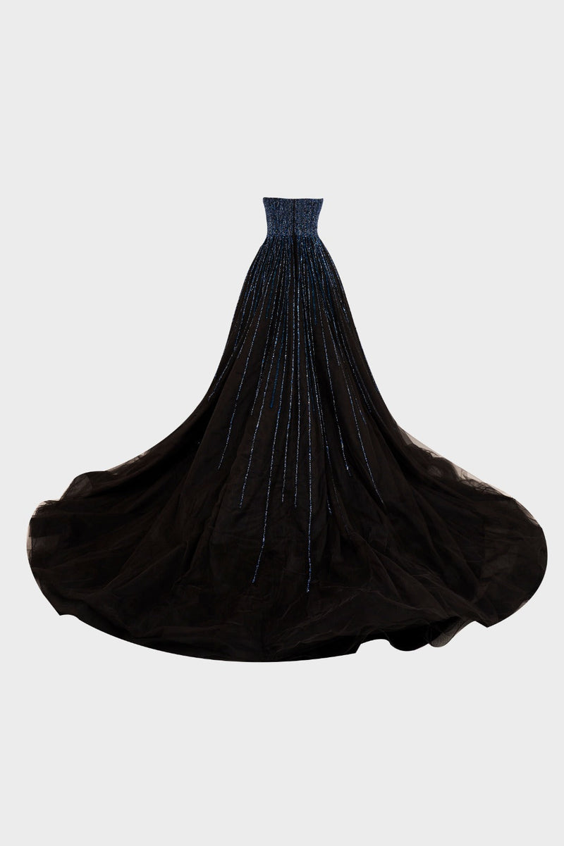 Li Beirut M1000 - Embellished Tulle Ball Gown with Cape Detail