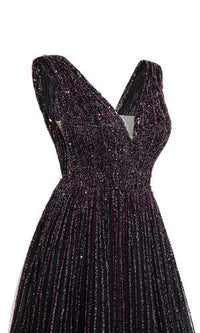 Li Beirut M1001 – Embellished Tulle Ball Gown with Deep V-Neck & Sequin Bodice