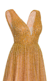Li Beirut M1001 – Embellished Tulle Ball Gown with Deep V-Neck & Sequin Bodice
