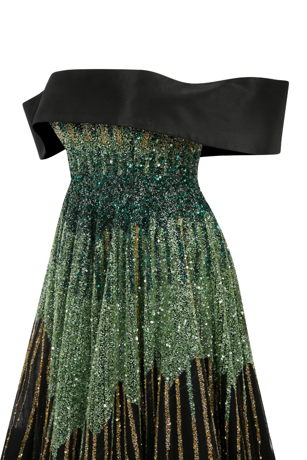 Li Beirut M1009 – Off-Shoulder Embellished Gown with Gradient Sequin Bodice