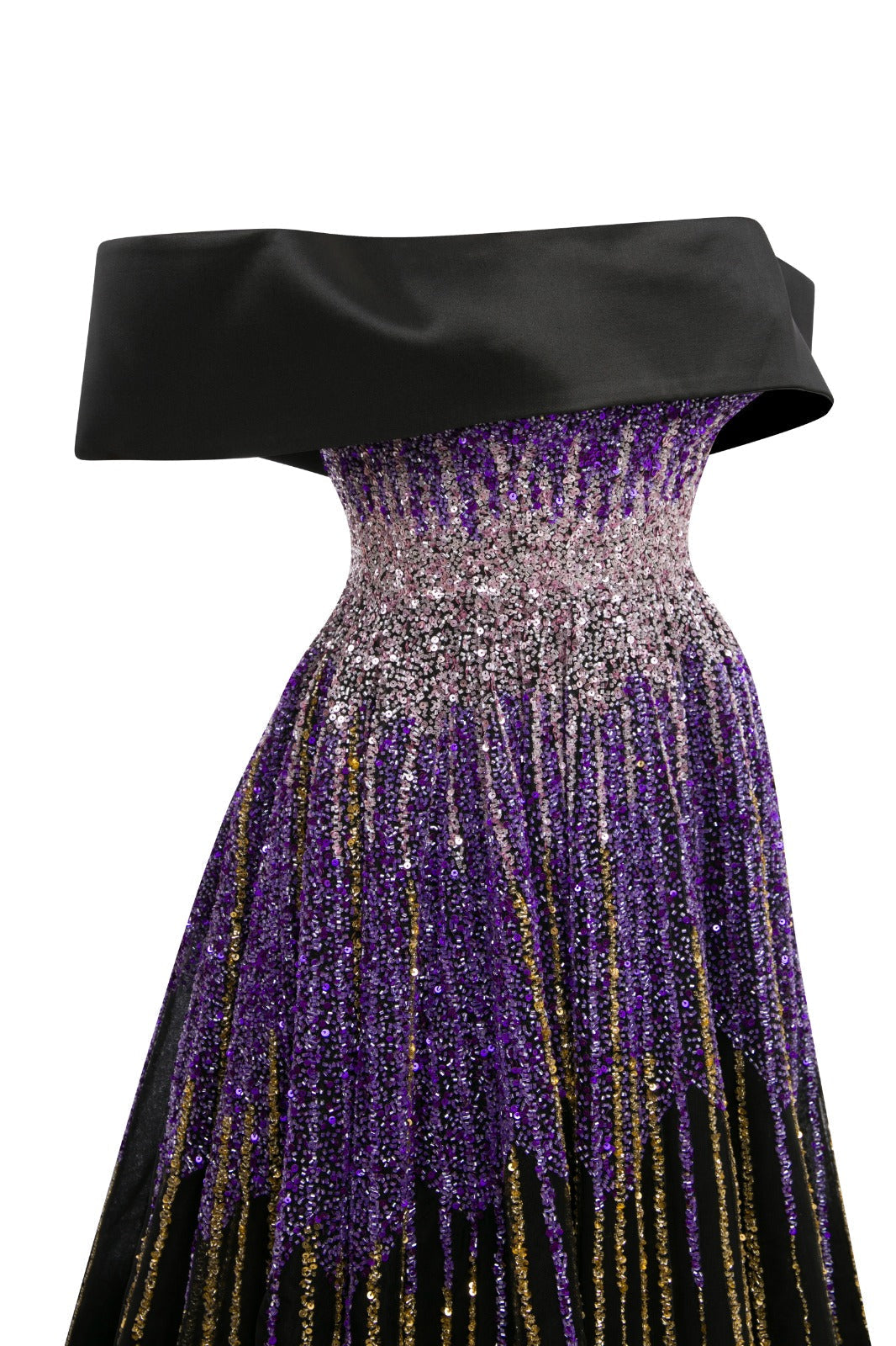 Li Beirut M1009 – Off-Shoulder Embellished Gown with Gradient Sequin Bodice