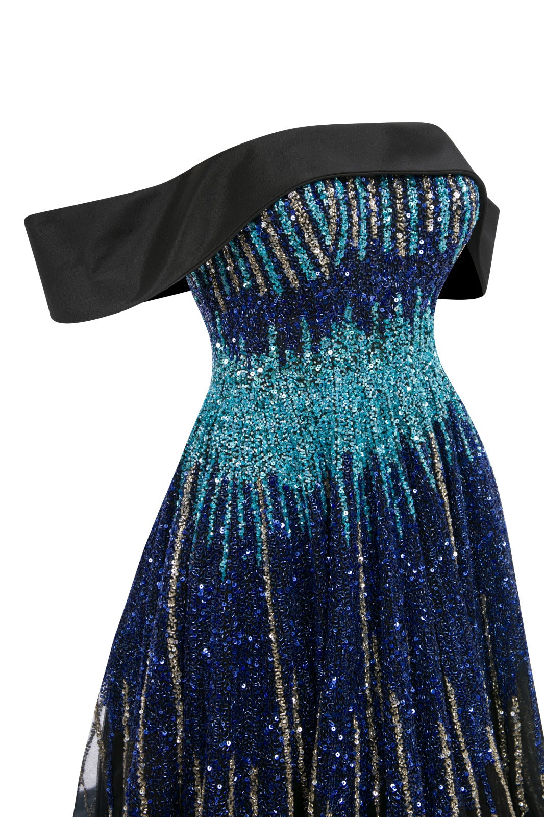 Li Beirut M1009 – Off-Shoulder Embellished Gown with Gradient Sequin Bodice