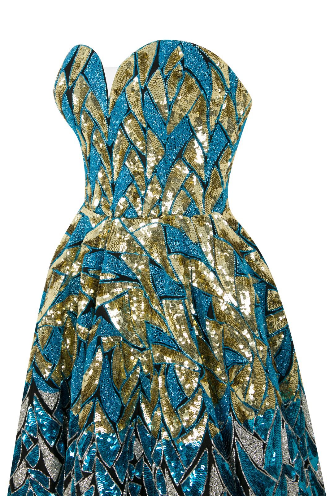 Li Beirut M1013 - Embellished Black Ball Gown with Metallic Botanical Detail