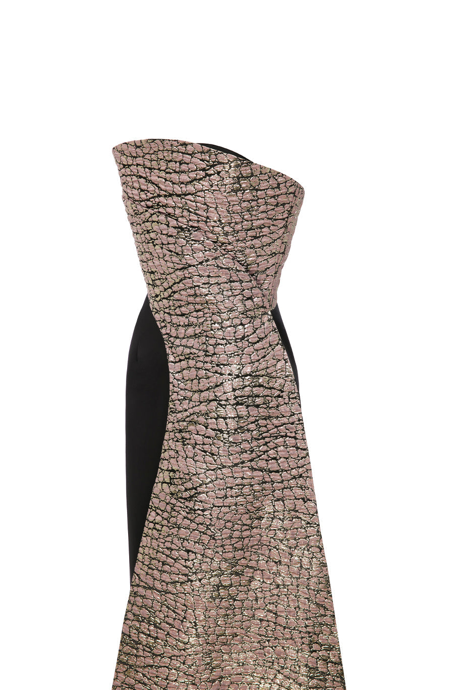 Li Beirut M1116 – Strapless Beaded Column Gown with Asymmetric Neckline & Sheer Train