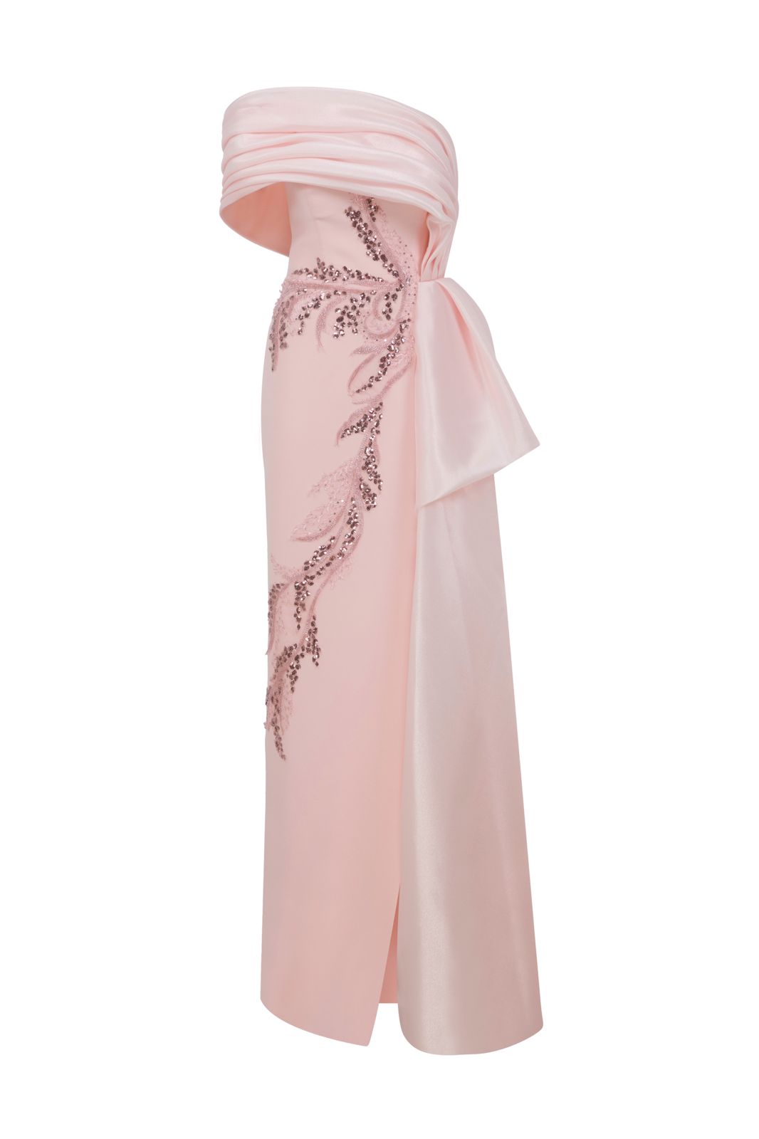 Li Beirut M1126 – Off-Shoulder Embellished Evening Gown with Side Overskirt