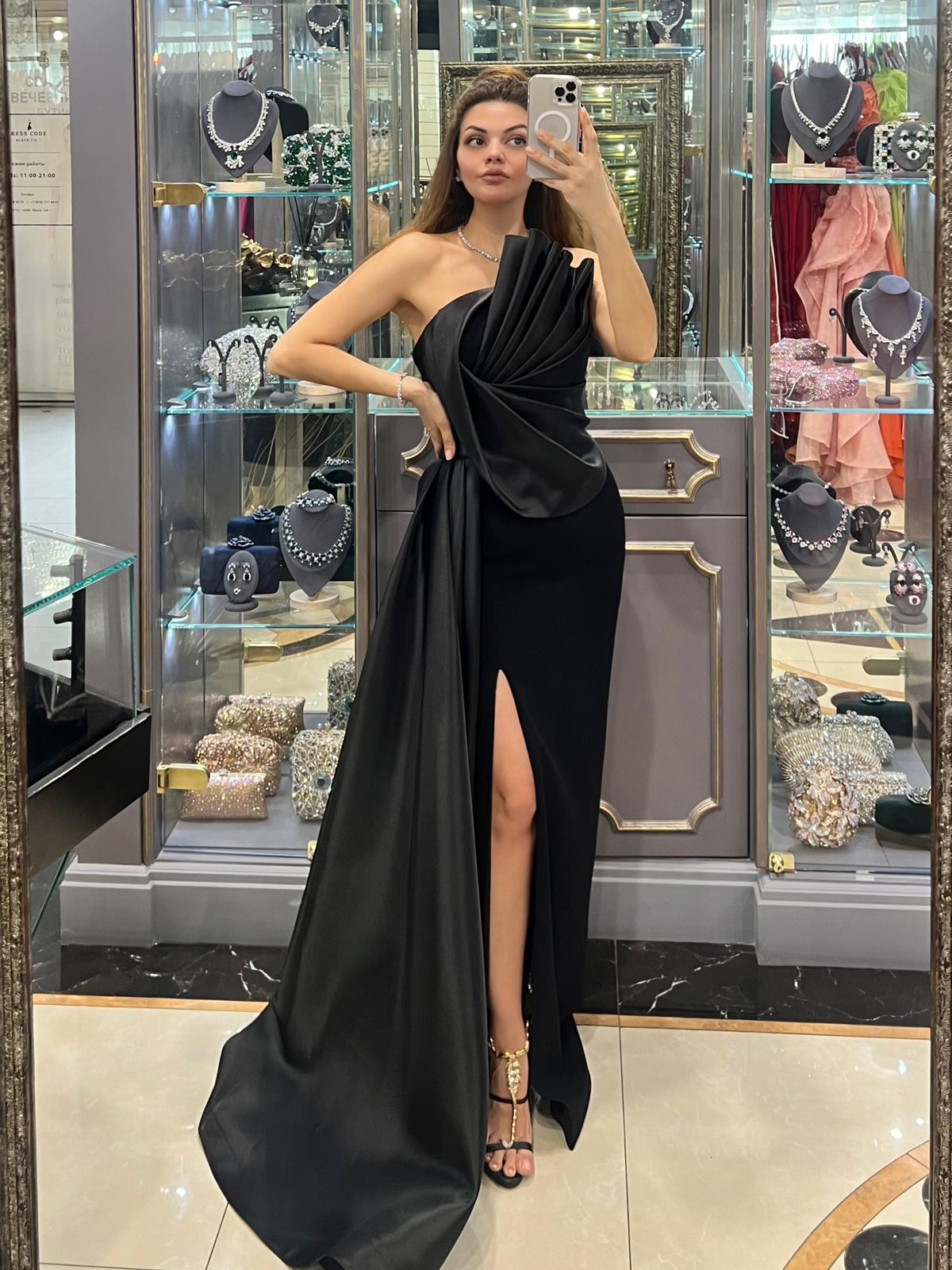 Li Beirut M1130 – One-Shoulder Draped Evening Gown with Slit | 4 Colors