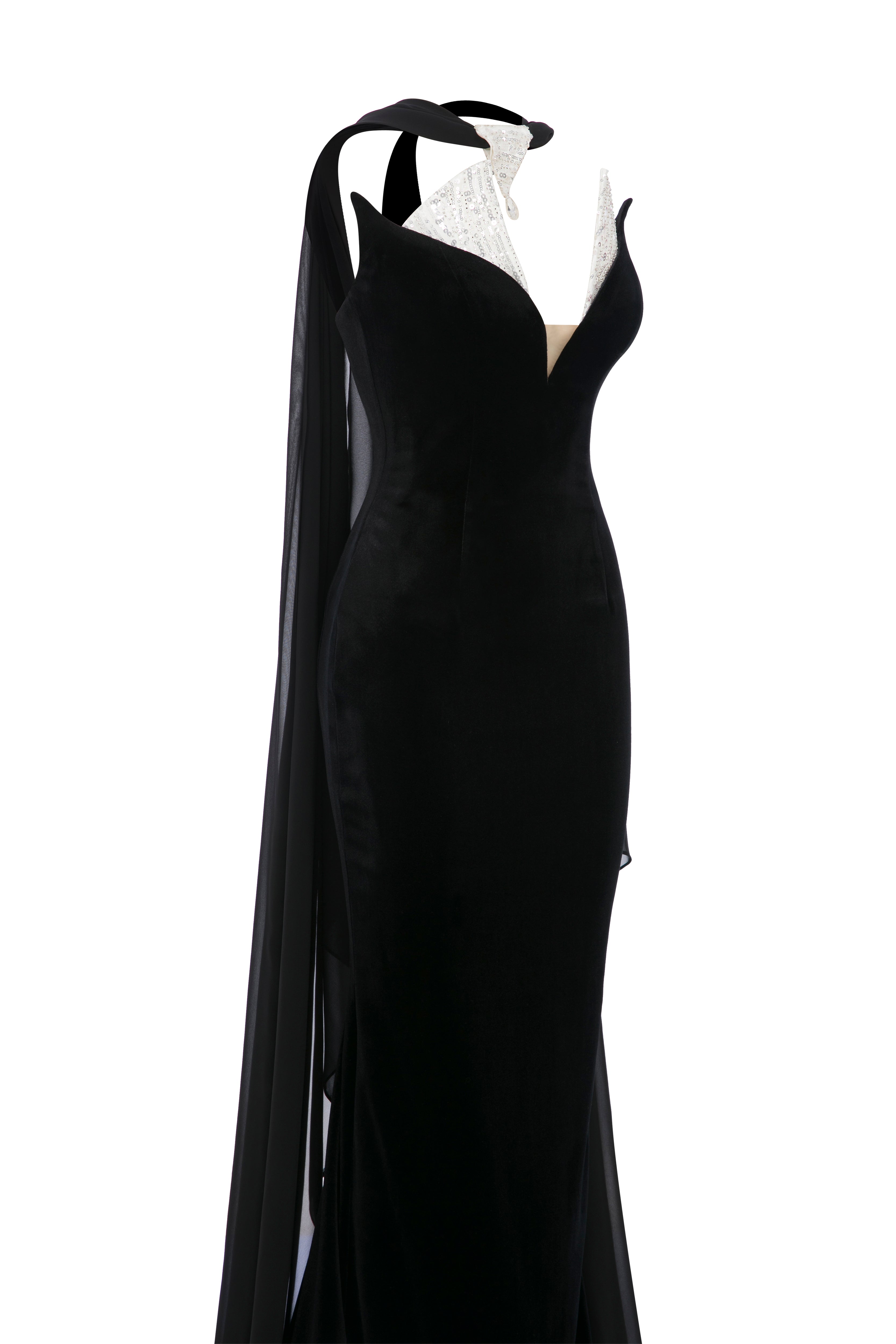 Li Beirut M1182 – Off-Shoulder Lace Illusion Column Evening Gown