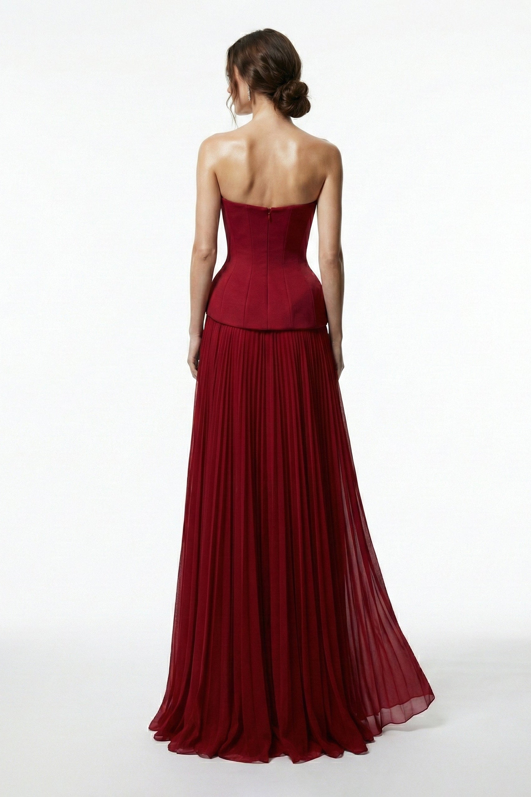 Li Beirut M1220 – Strapless Sweetheart Corset Crimson Evening Gown