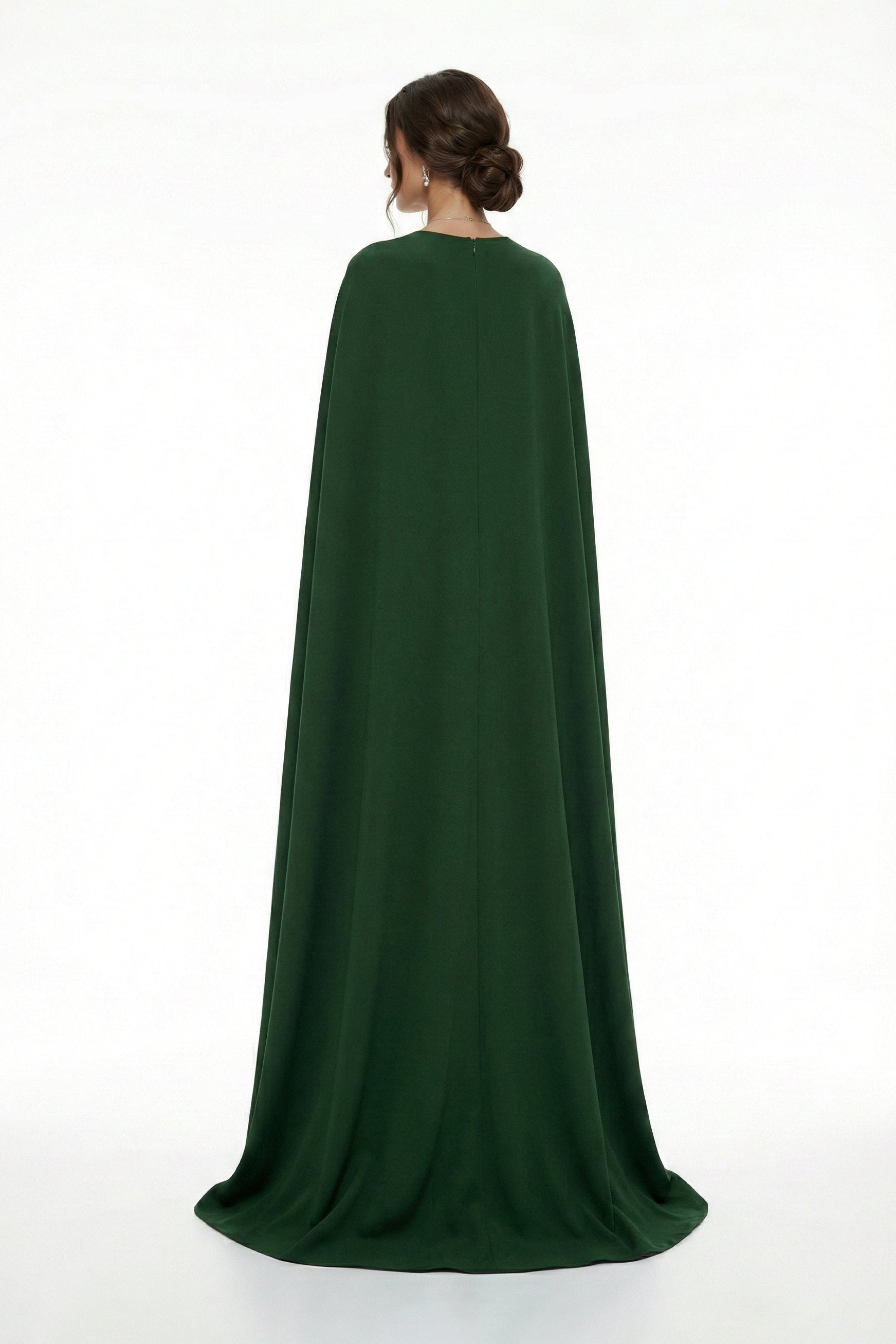 Li Beirut M1223 – Emerald Strapless Column Gown with Detachable Cape