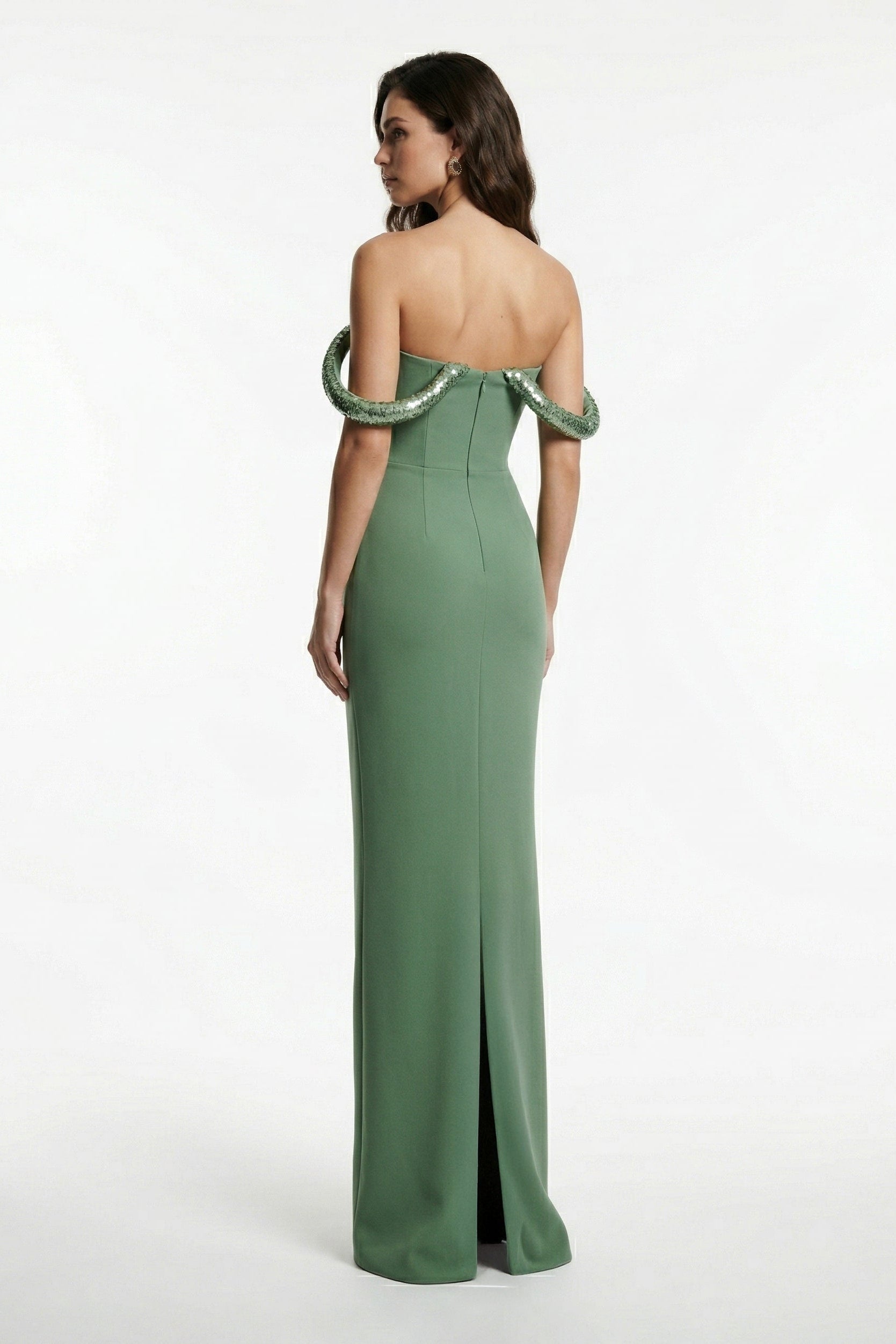 Li Beirut M1233 – Sculpted Off-Shoulder Column Evening Gown