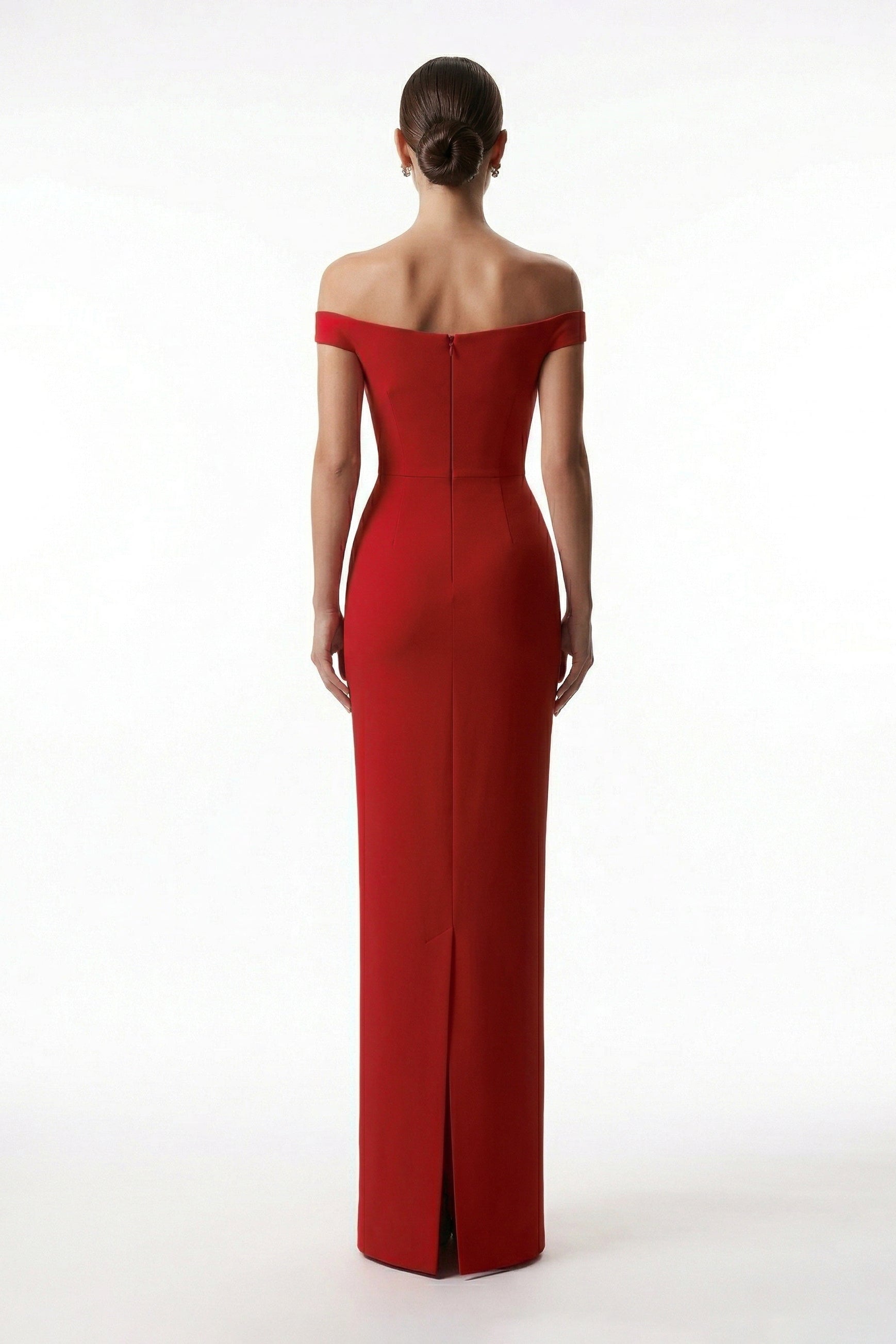 Li Beirut M1234 – Off-Shoulder Column Gown with Detachable Jacquard Overskirt