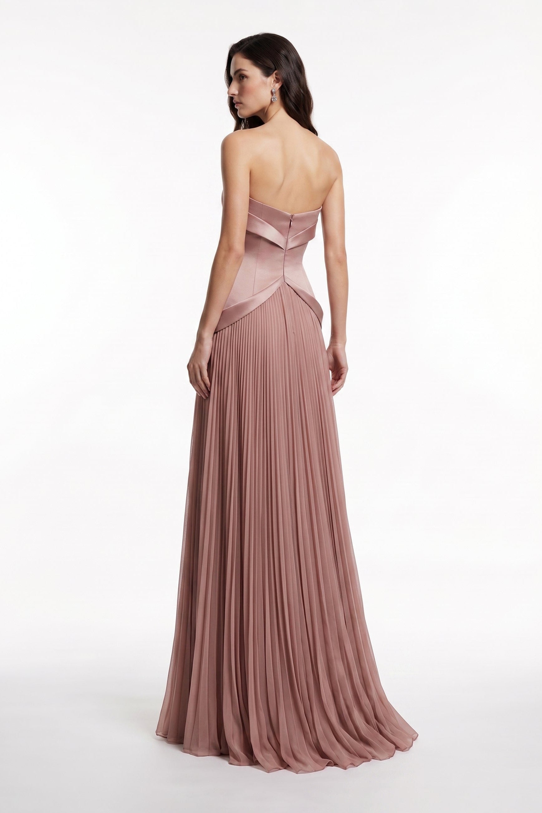 Li Beirut M1237 – Blush Strapless Pleated Evening Gown