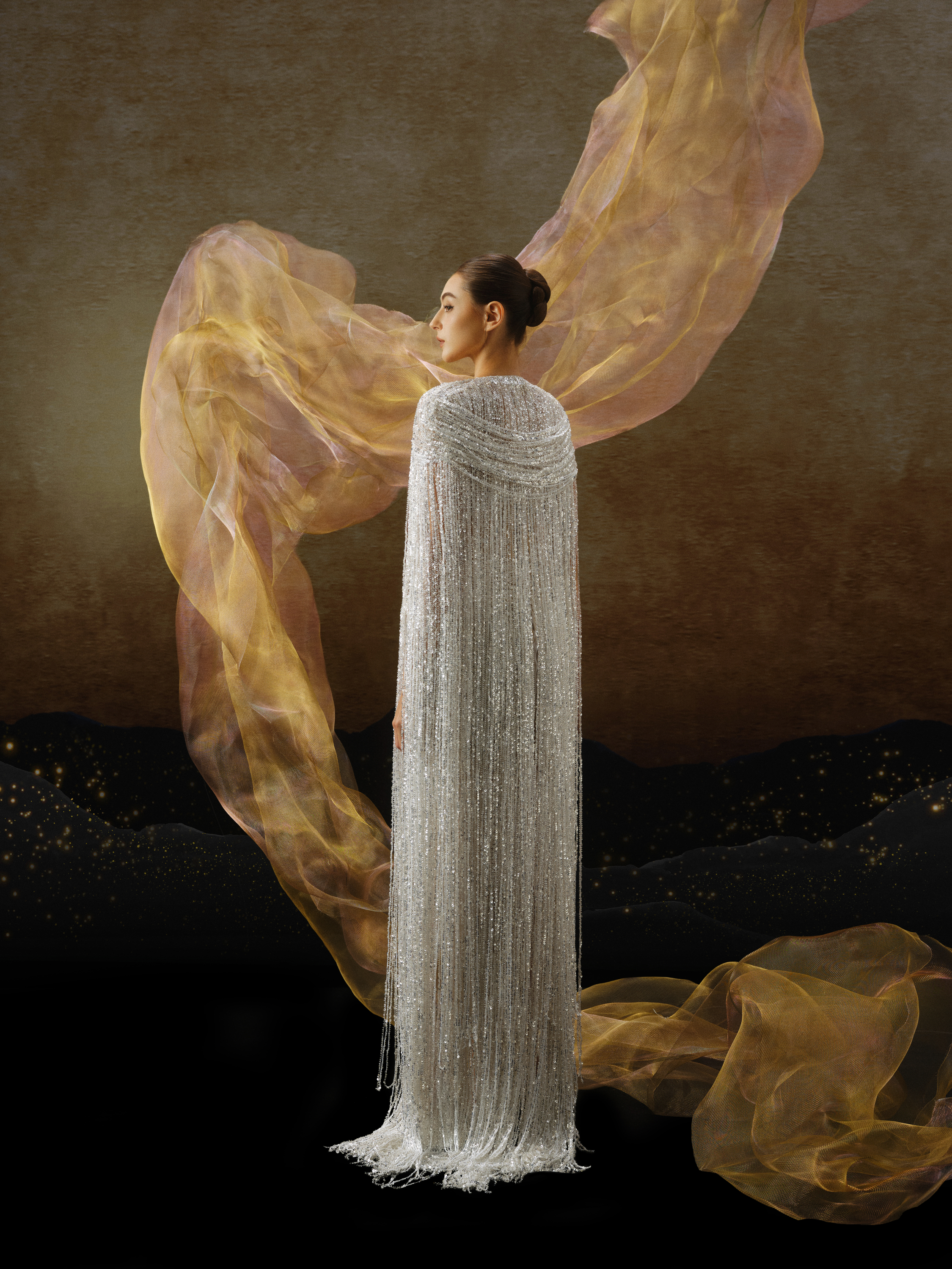 Linh Nga LMBAT245 – Beaded Fringe Couture Dress