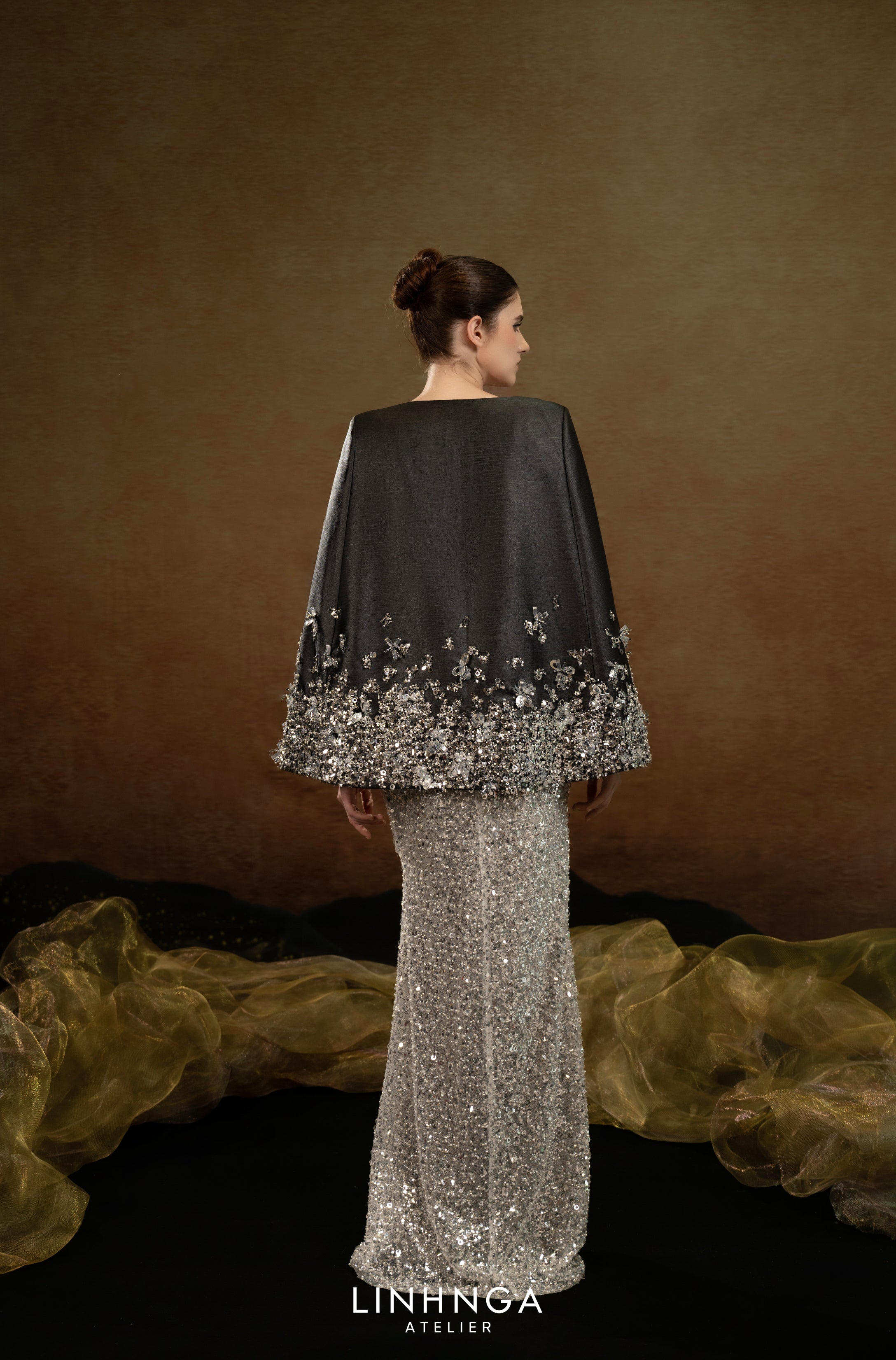 Linh Nga LMBCT176 – Limited Edition Fishtail Ballgown + Cape
