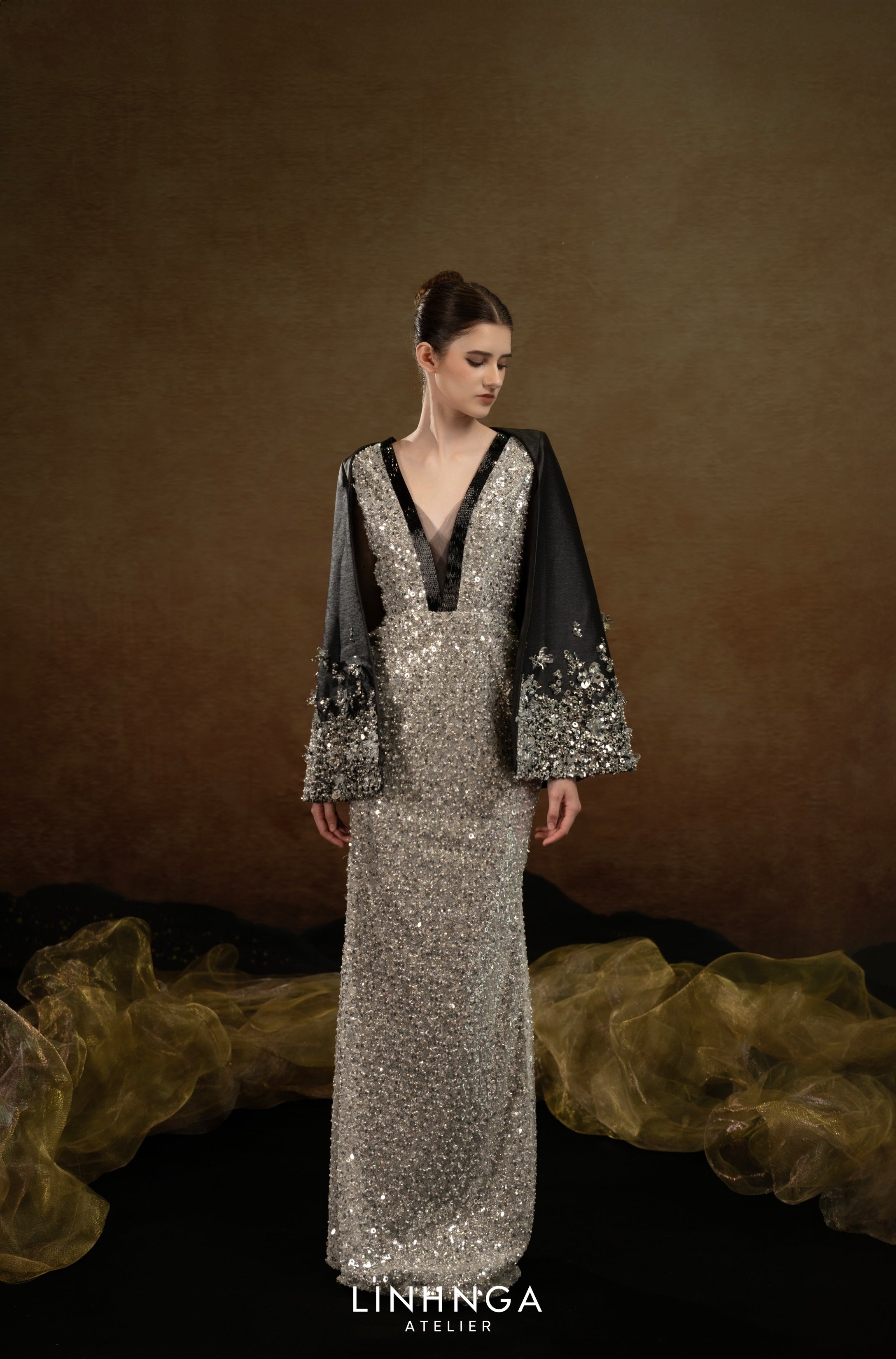 Linh Nga LMBCT176 – Limited Edition Fishtail Ballgown + Cape